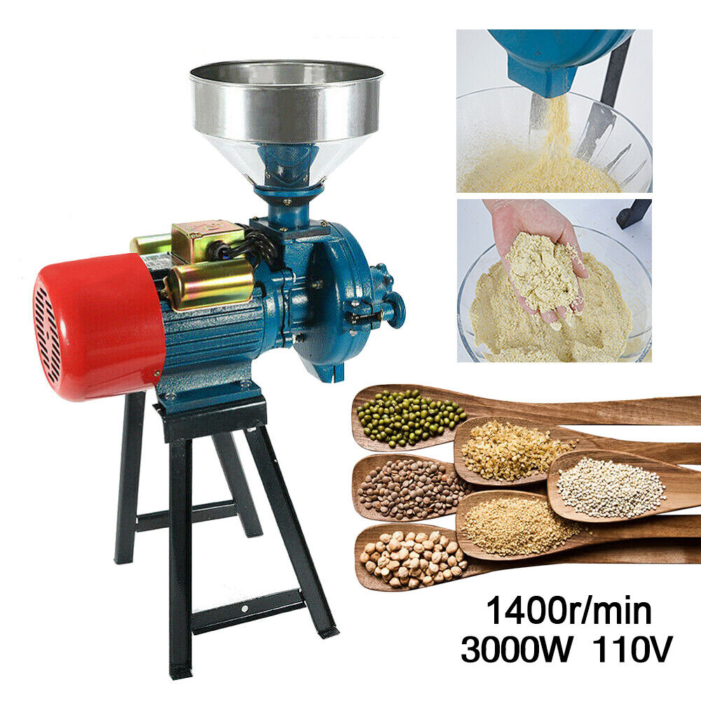 110V Electric Grinder Mill Grain Corn Wheat Feed/Flour Wet&Dry Cereal Machine