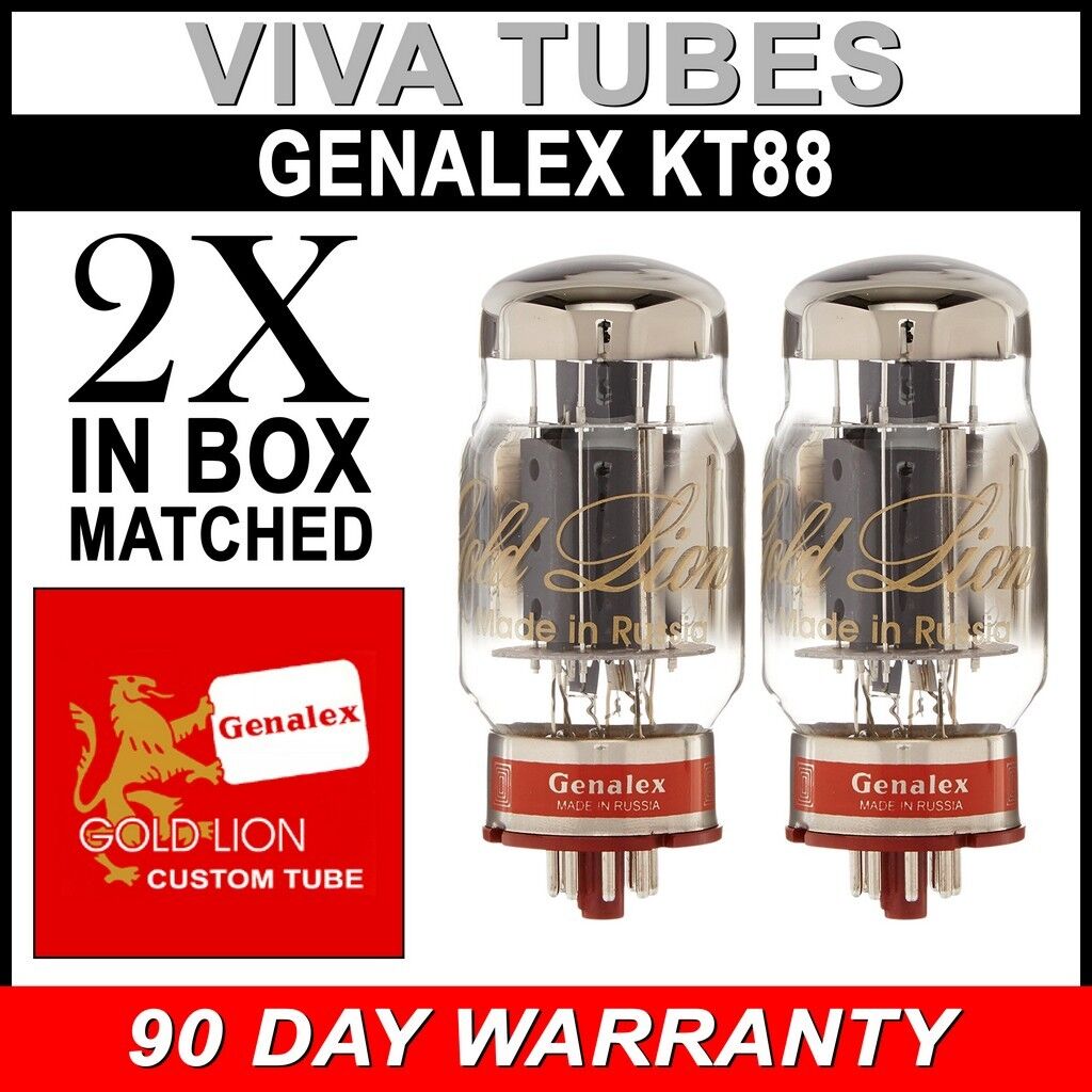 Brand New Matched Pair (2) Genalex Gold Lion Reissue KT88 / 6550 Vacuum Tubes