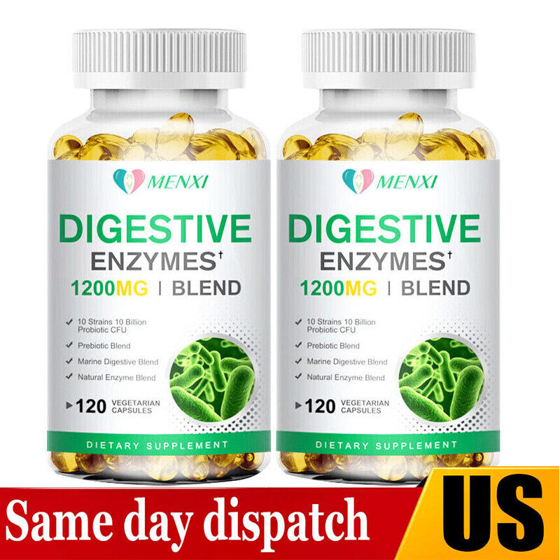 2×120 Digestive Enzymes Prebiotic & Probiotics Gas,Constipation& Bloating Relief