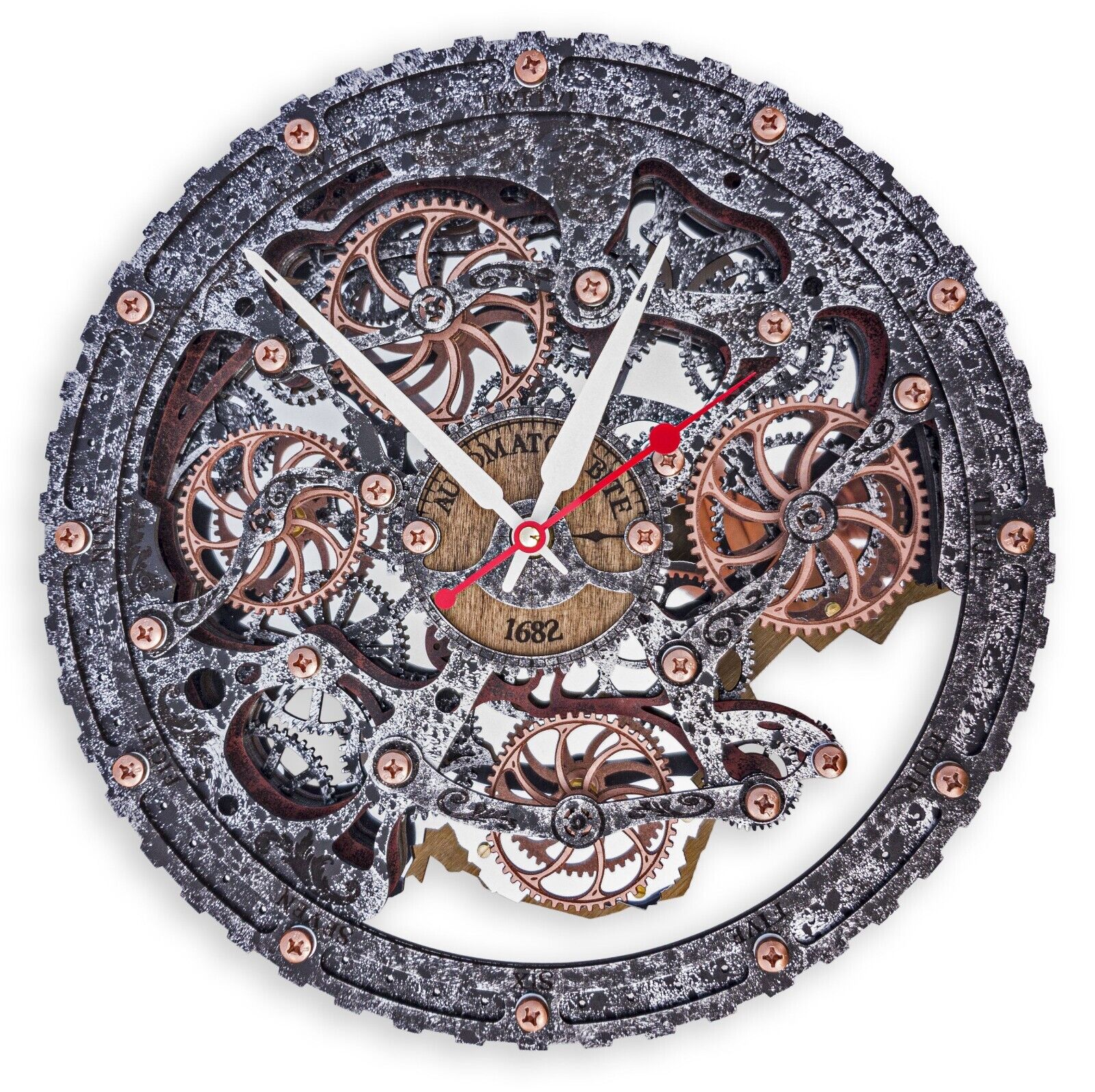 Automaton Bite Moving Gears Wall Clock 1682 Circle Metal Jack Steampunk Loft Art