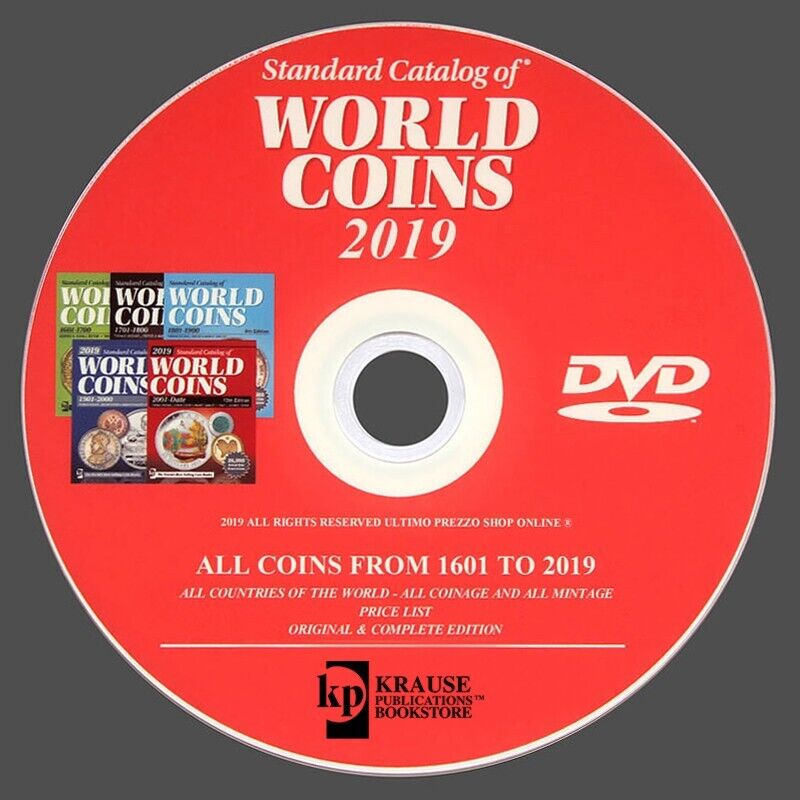 CATALOG OF WORLD COINS 2019 - FROM 1601 TO 2019 - ALL PRICES - NEW ORIGINAL DVD