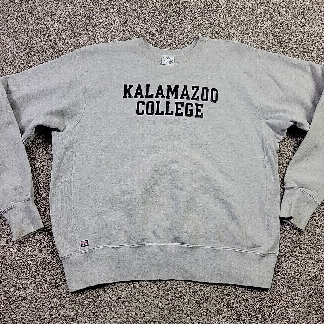 Vintage Kalamazoo College Sweatshirt Adult 3XL Gray Long Sl Crew Cotton Exchange