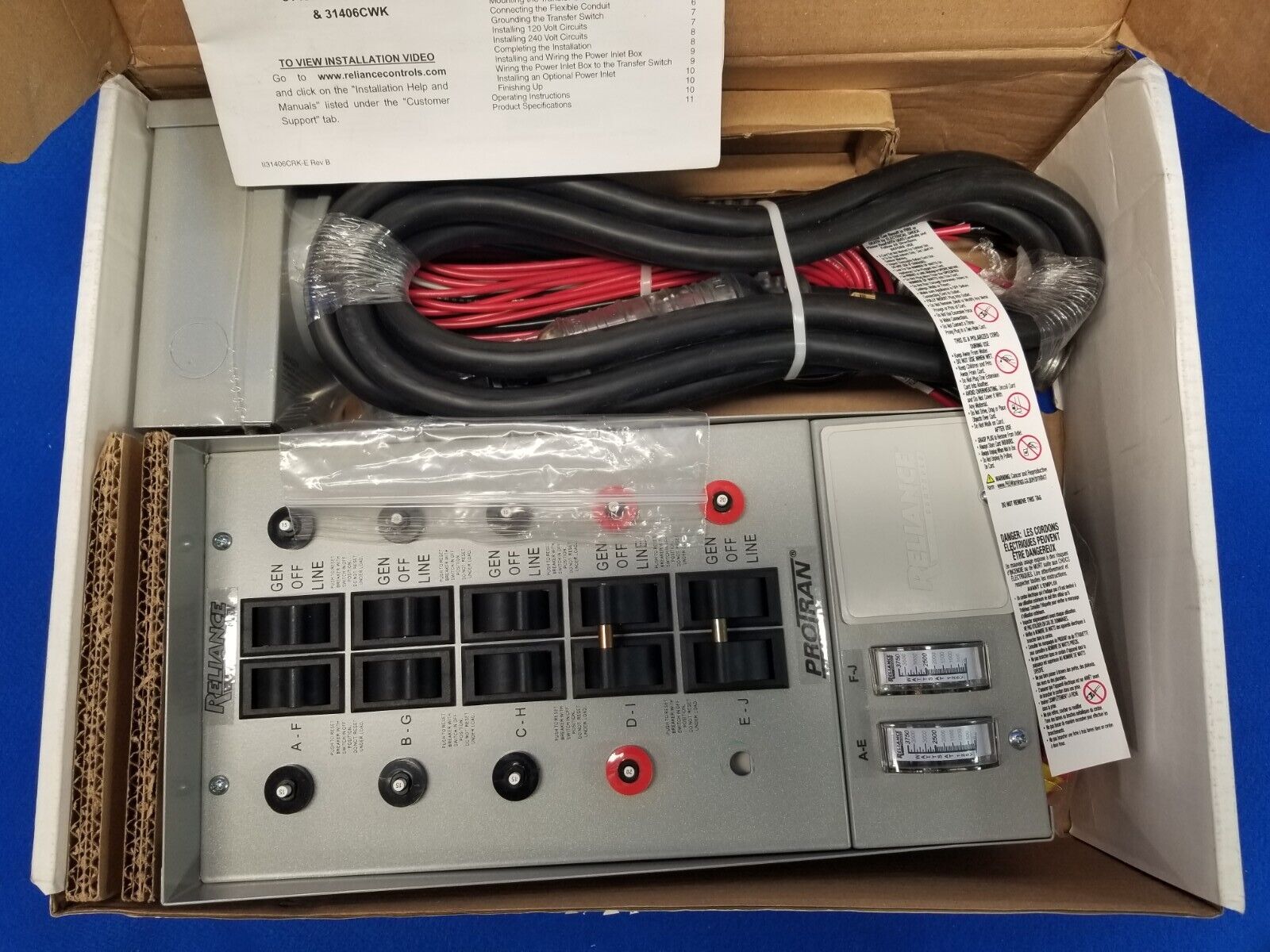 Reliance Pro/Tran 31410CRK  10 Ckt Prewired Manual Transfer Switch Kit
