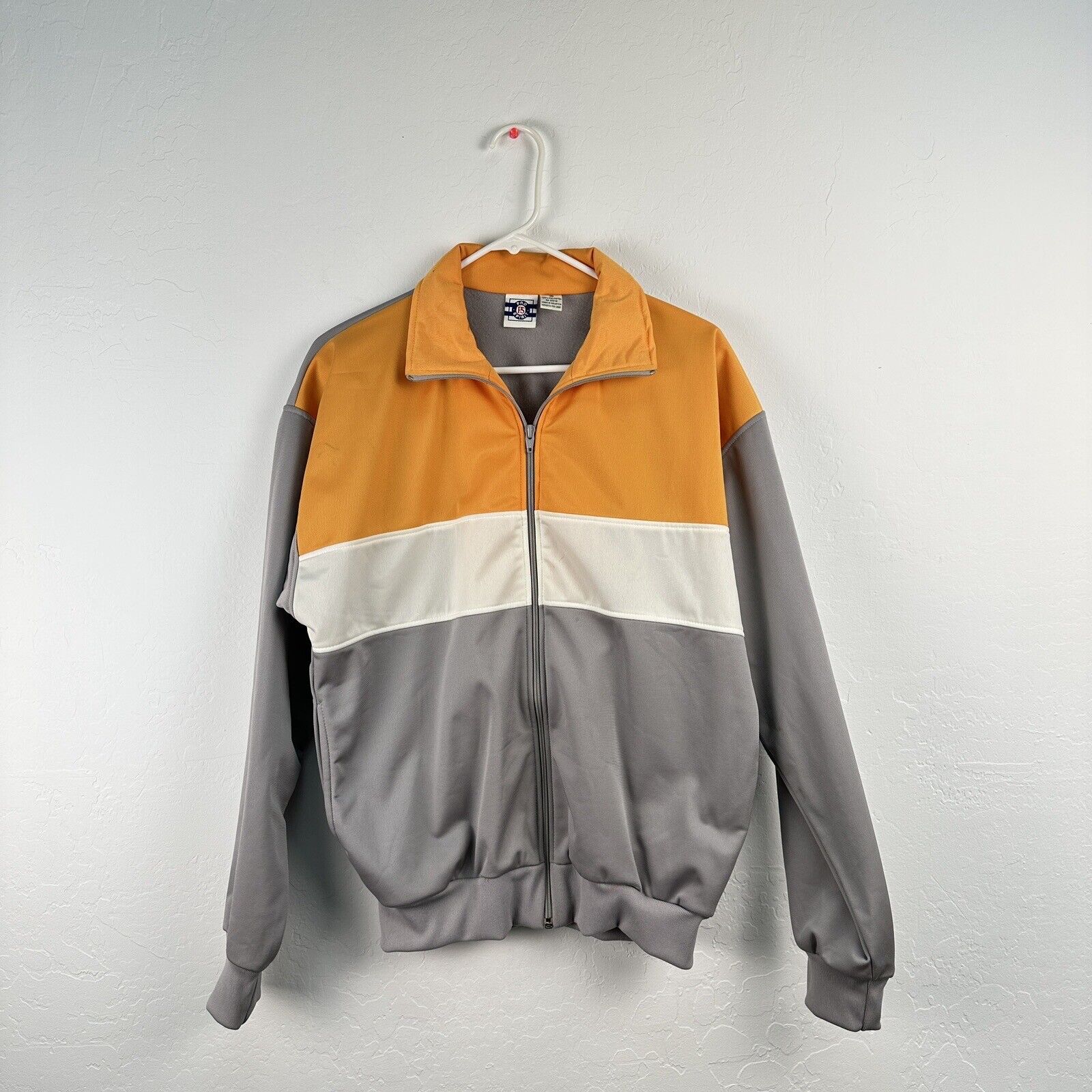 Vintage Pro Spirit Track Jacket Men’s Size M  Color Block Gray Orange Full Zip