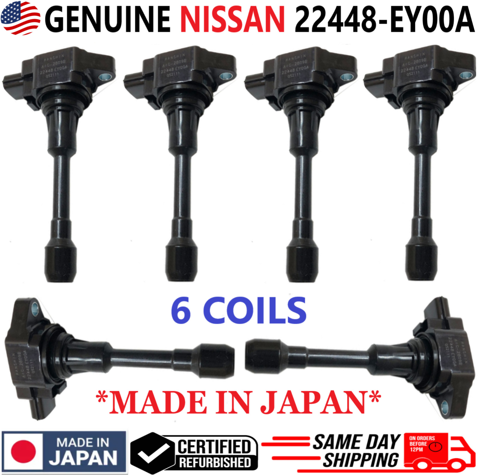 OEM NISSAN Ignition Coils For 2008-2017 Infiniti & Nissan 3.7L V6, 22448-EY00A