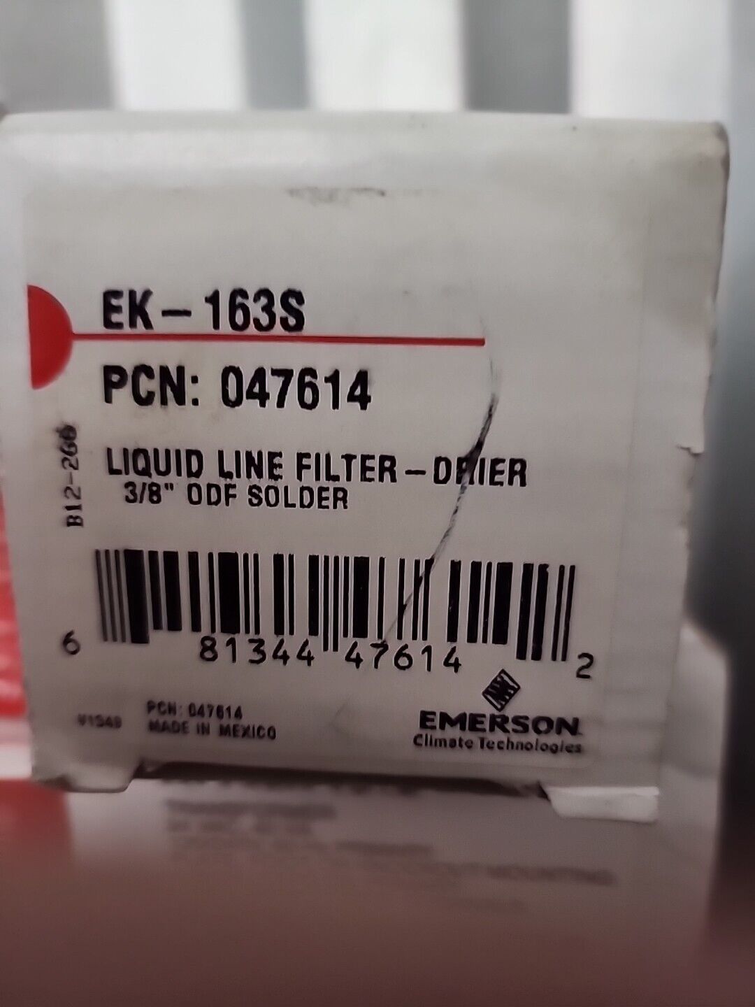 Emerson EK-163S Liquid Line Filter Drier - Solder - 3/8\