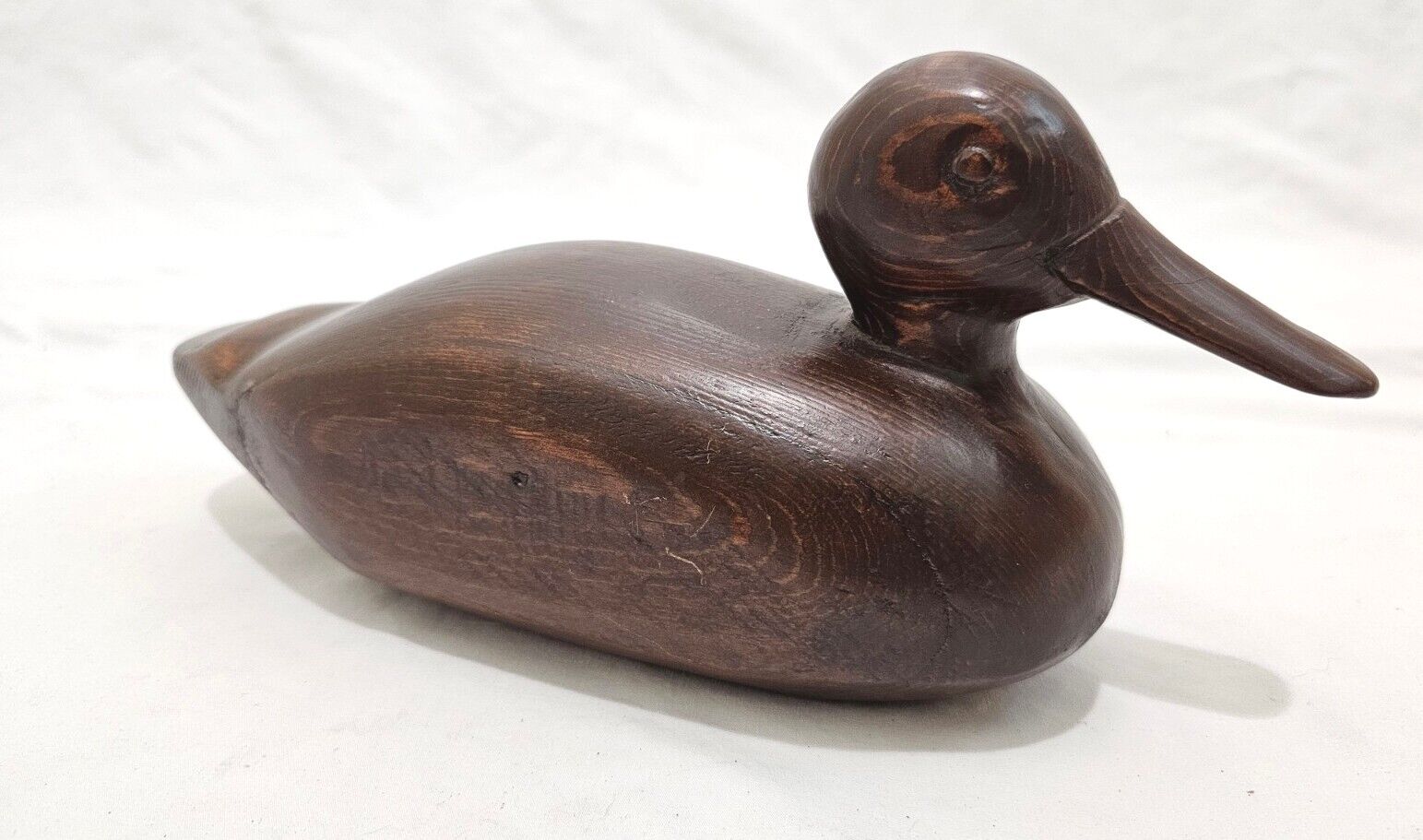 Vintage Handcarved Wooden Duck - 12”L x 4