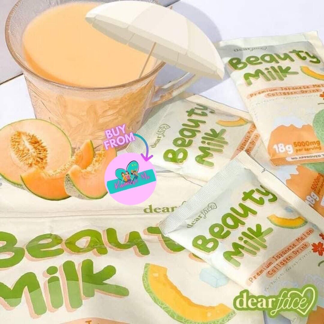 Dear Face Beauty Milk Japanese Collagen Melon Drink, 10 Sachets X 18g