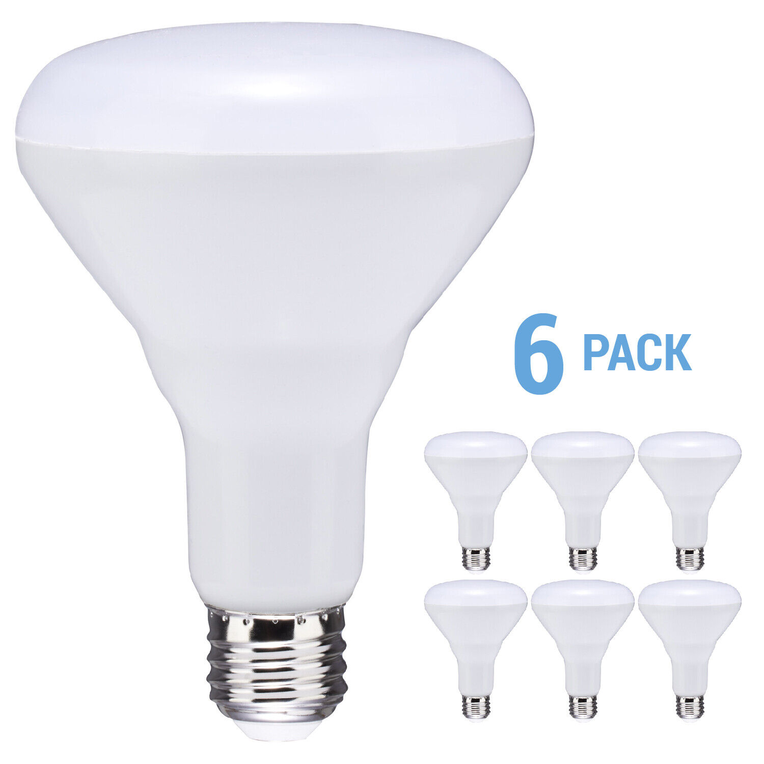 6 Pack Satco S11470 LED Bulbs 120V 8.5W =65W E26 BR30 Frost 2700K Warm White