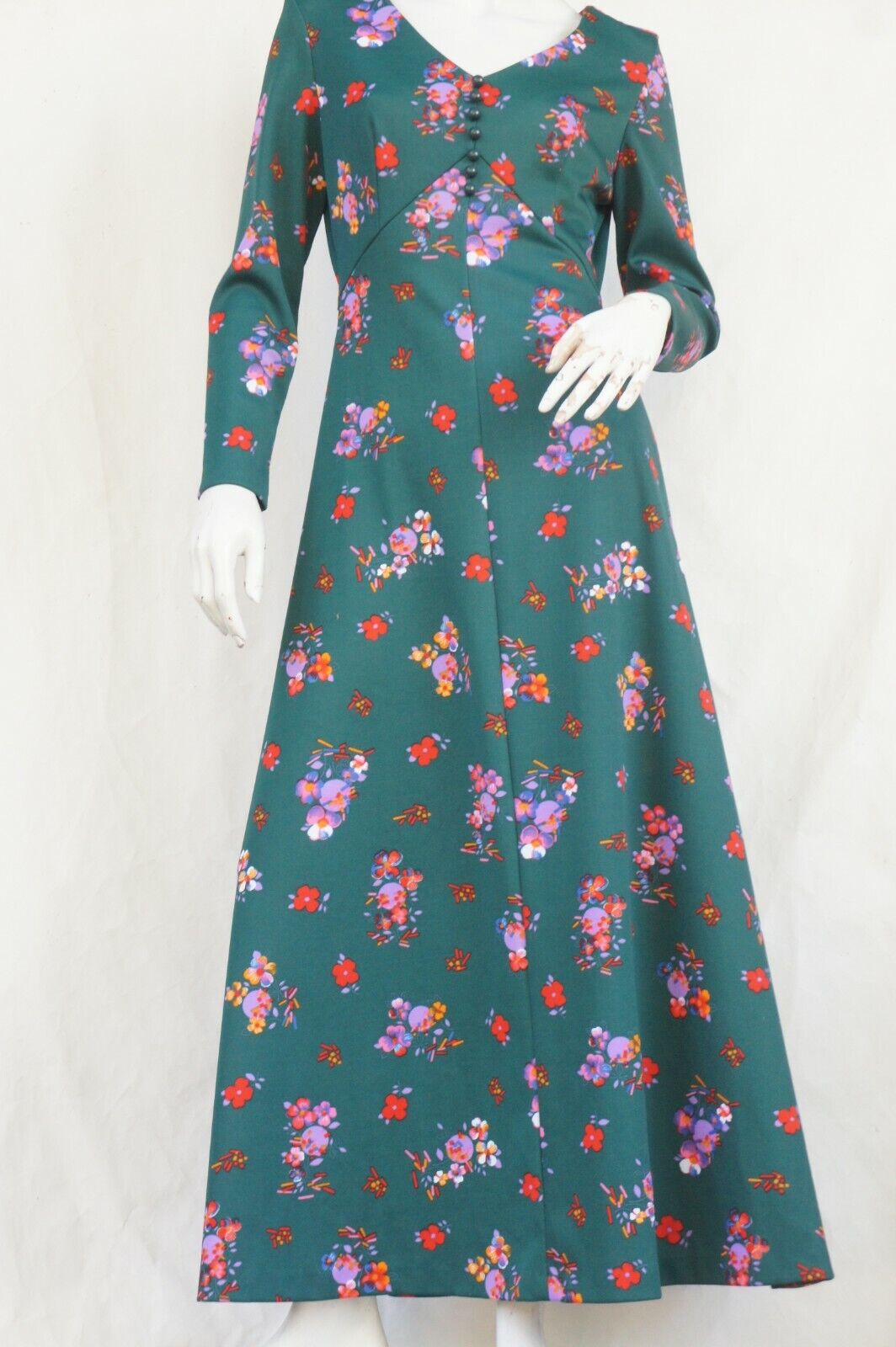 Vintage 70s Floral Print Maxi Dress By Devonshire Lady