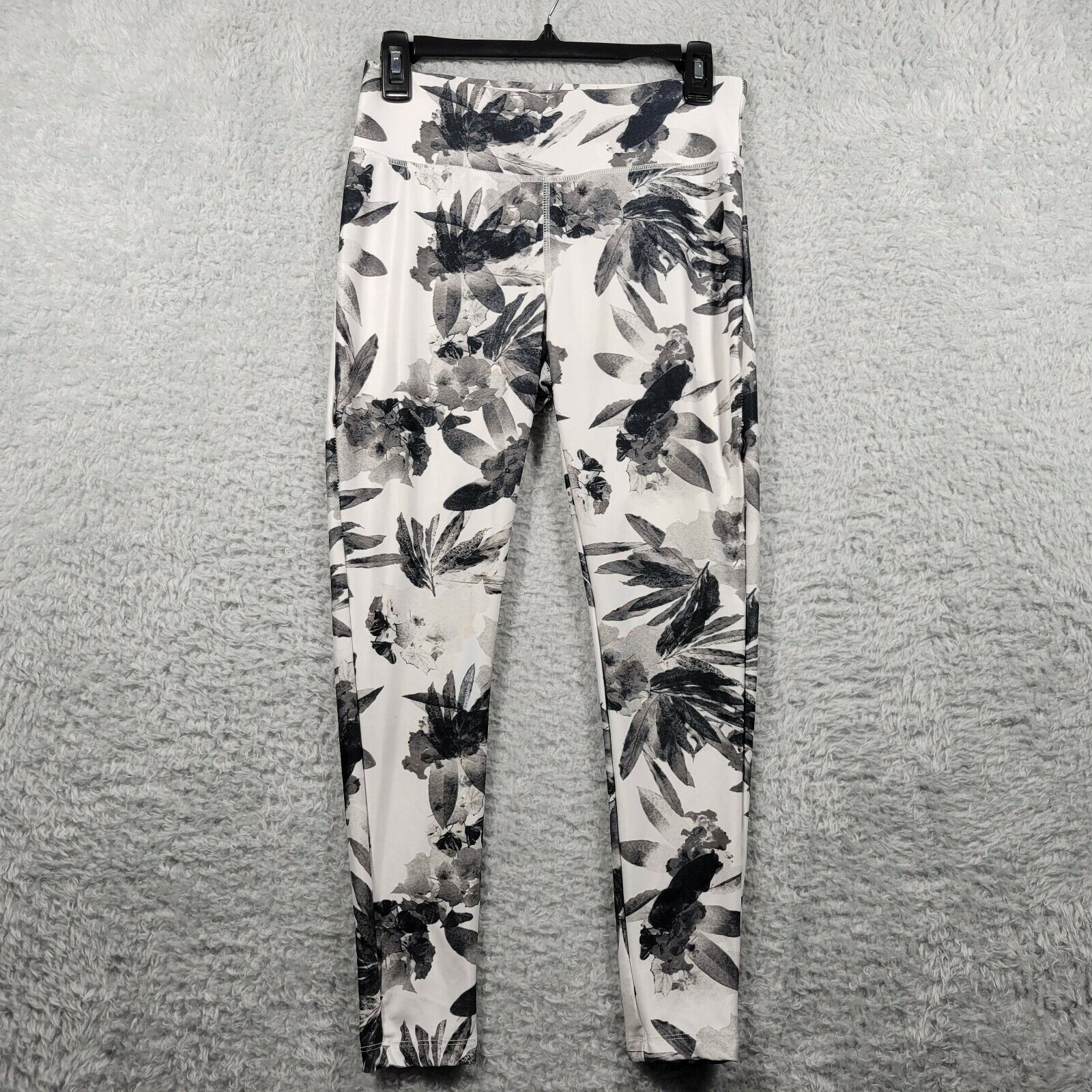 Jockey Yoga Sports Pants Womens Small Black White Floral Compression 28x25