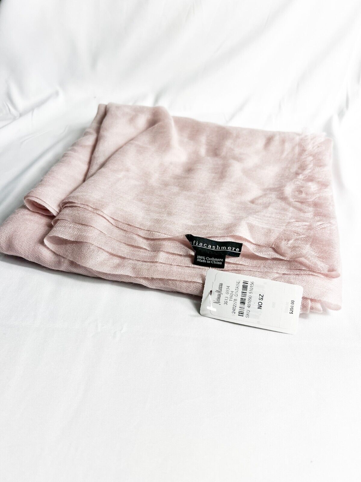 Sofia Cashmere light Pink cashmere large scarf. $250