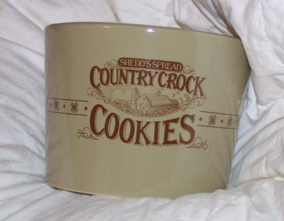 Vintage Country Crock Shedds Spread Butter Tub Container Ceramic Cookie Jar 