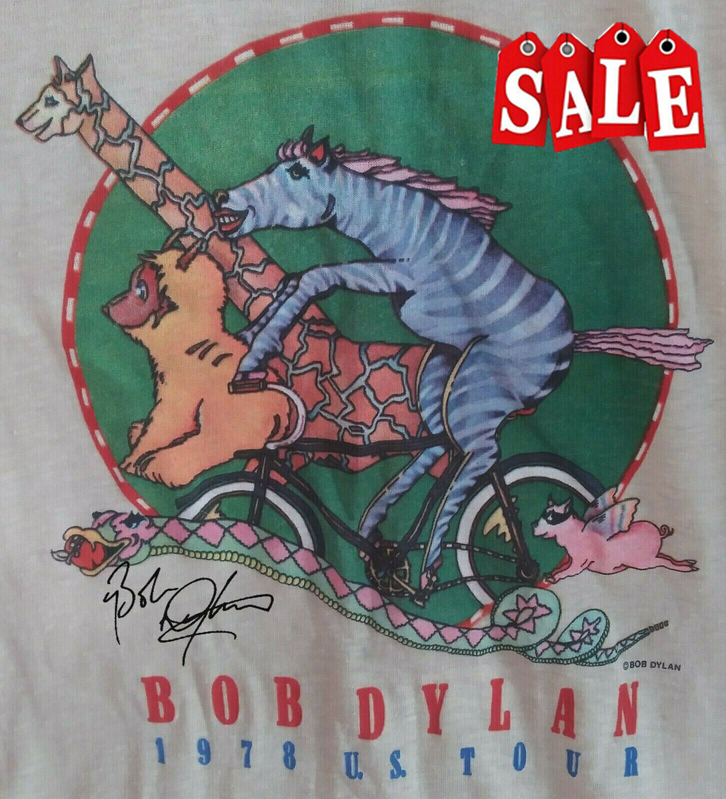 Vintage 1978 US Tour BOB DYLAN Shirt Short Sleeve White Unisex S-5XL S273