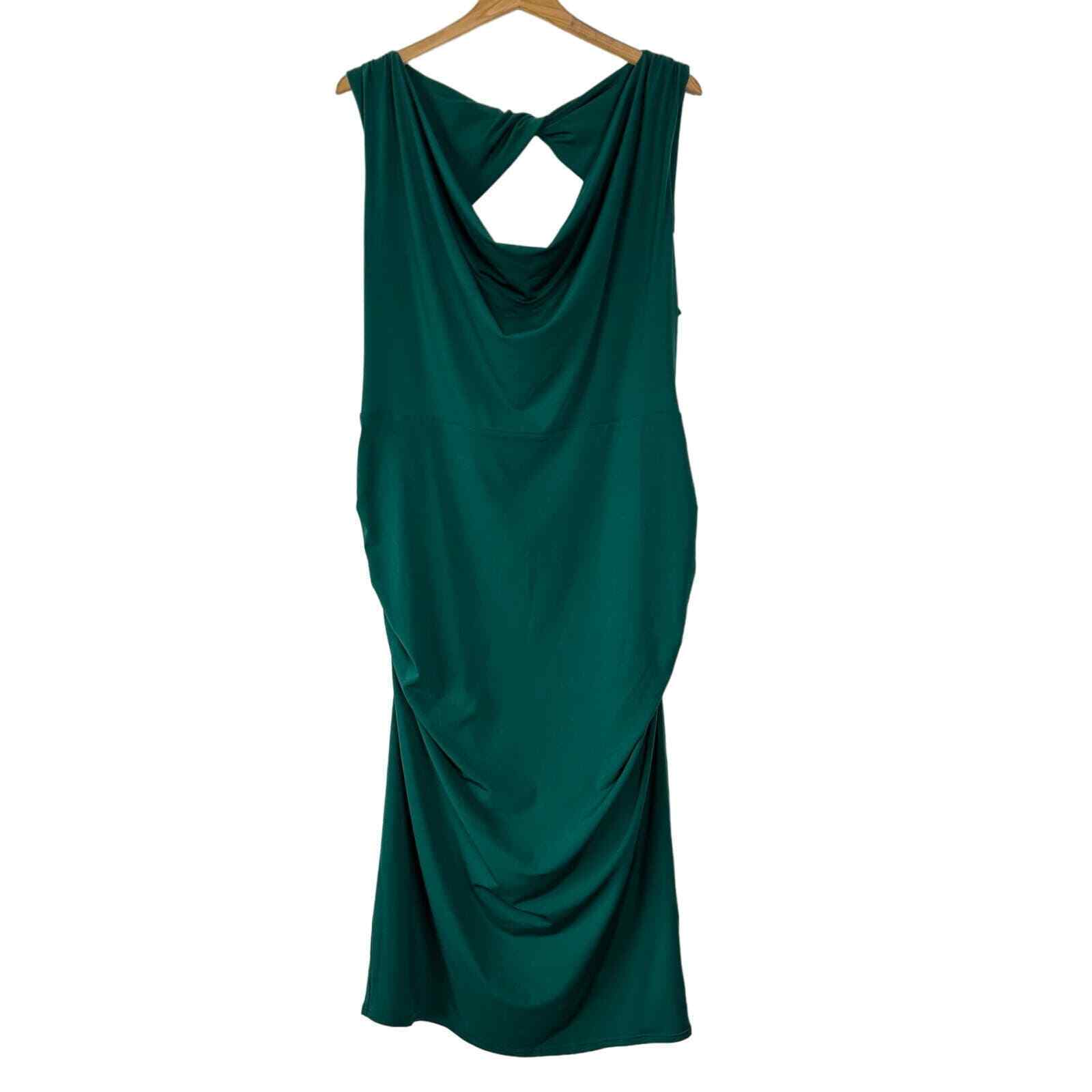 Lane Bryant Dress Womens 18 Green Control Tech Ruched Sleeveless Fitted Career