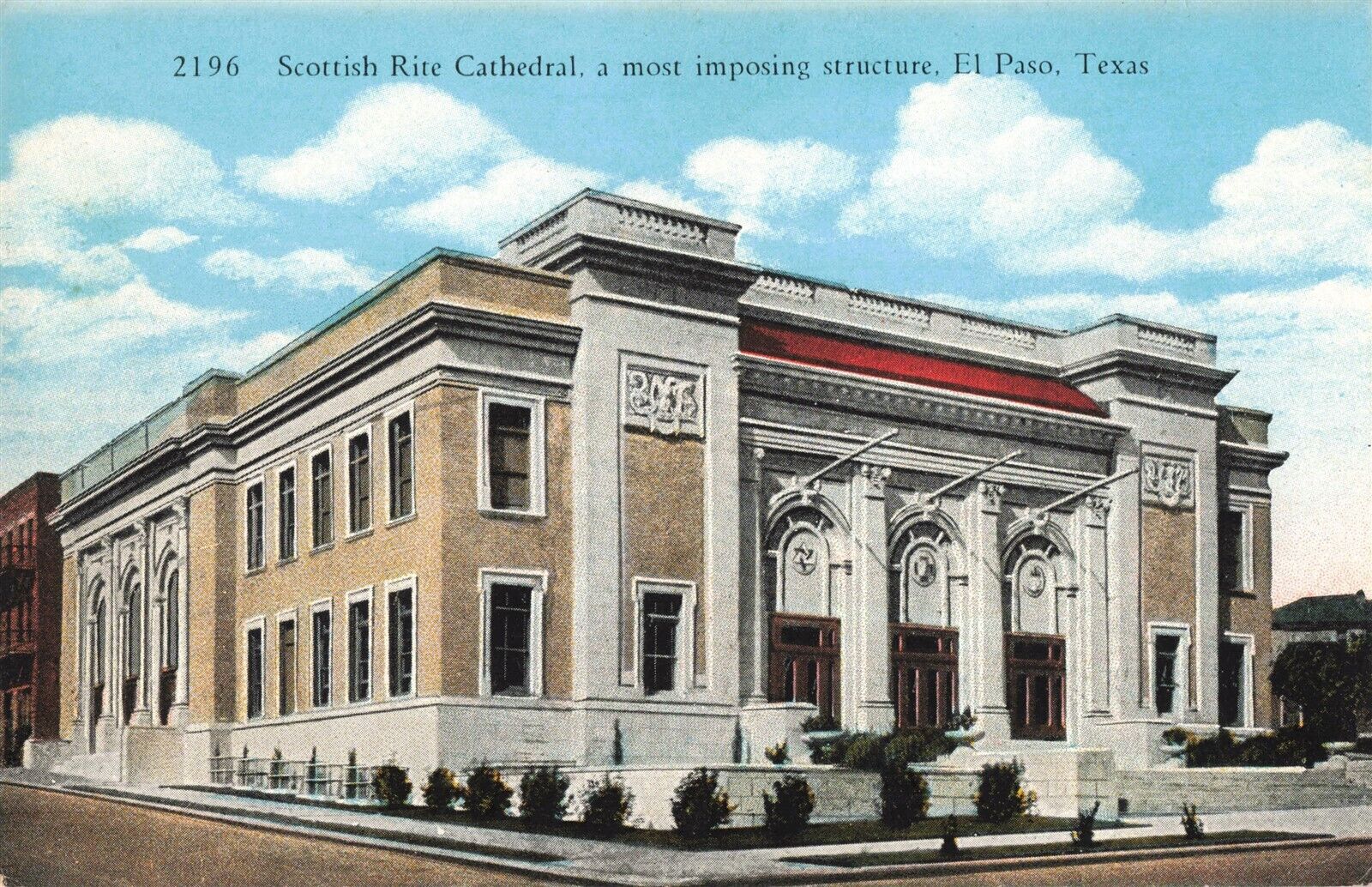 El Paso TX Texas Scottish Rite Cathedral 1915 Postcard B420