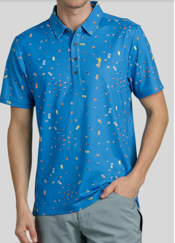 New William Murray Men the Deep End Golf Polo S M L XL Blue Water Diver Print A1