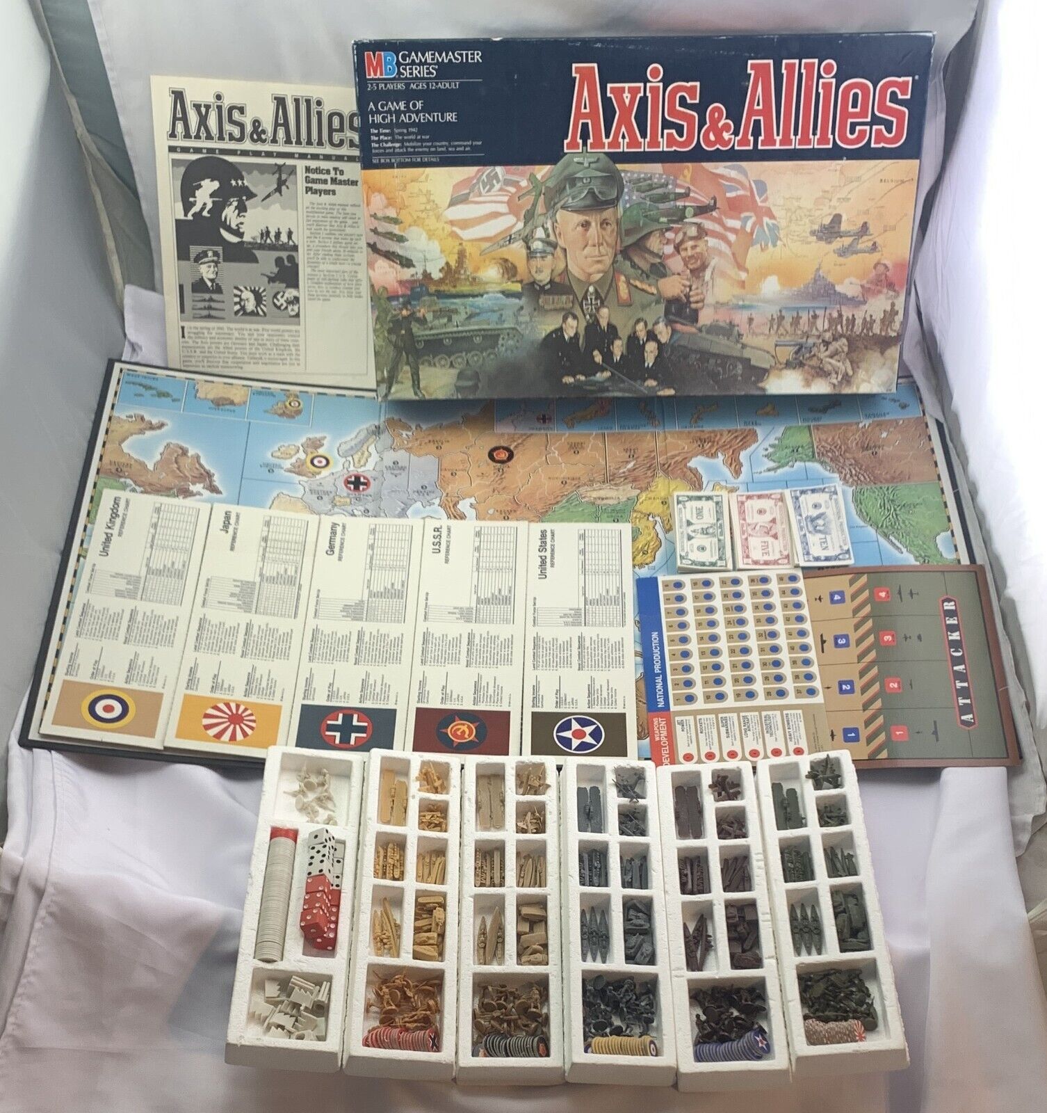 1984 Axis and Allies Game by Milton Bradley Complete in Great Cond 
