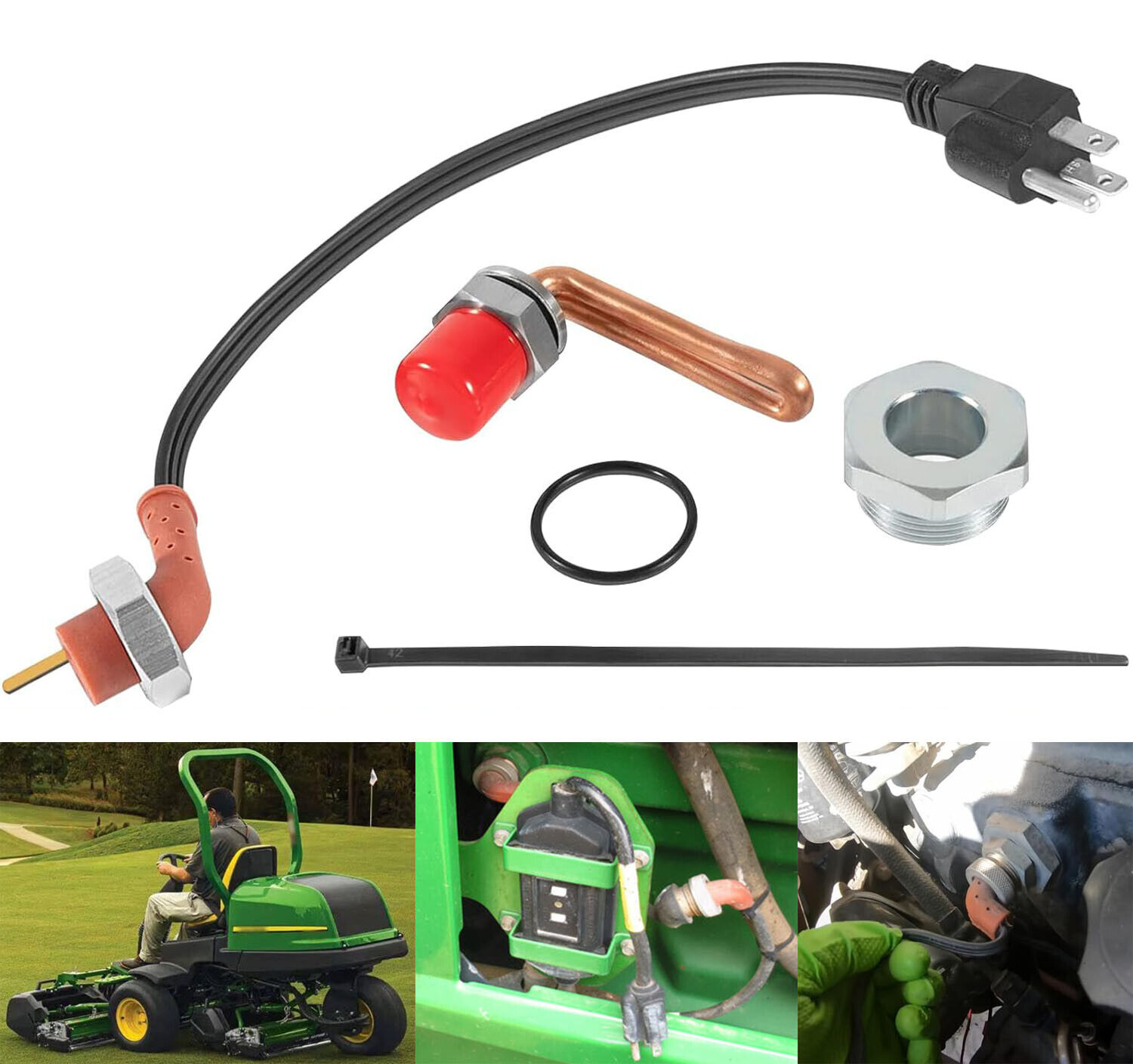 DZ102076 RE227949 Engine Block Heater Kit with Power Cord For John Deere Tractor