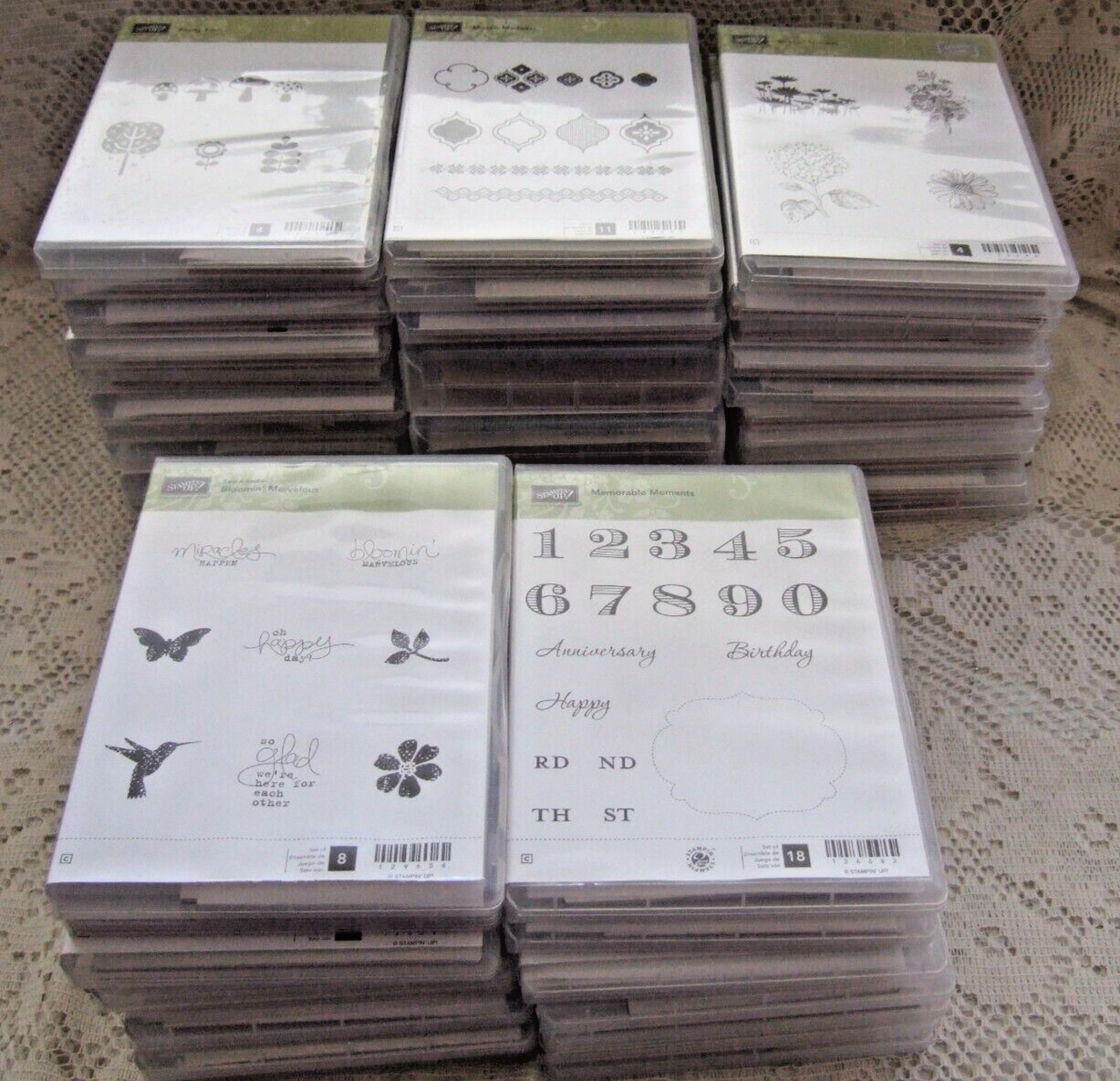 NEW & UNUSED   STAMPIN\' UP RUBBER STAMP SETS   LOT OF 44 - OVER 340 STAMPS