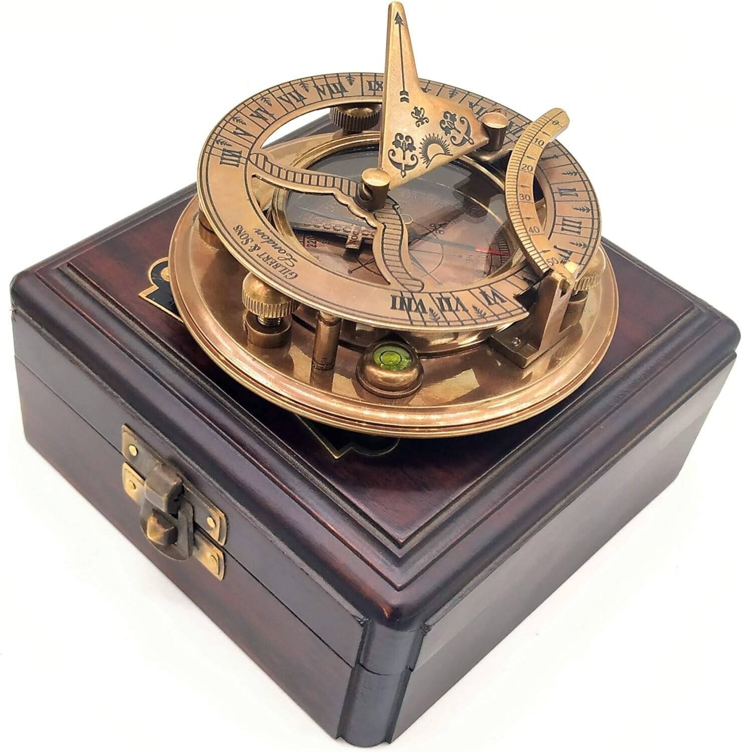 Sundial Gilbert Compass Antique Sons Brass London Nautical 3.5 inch Vintage