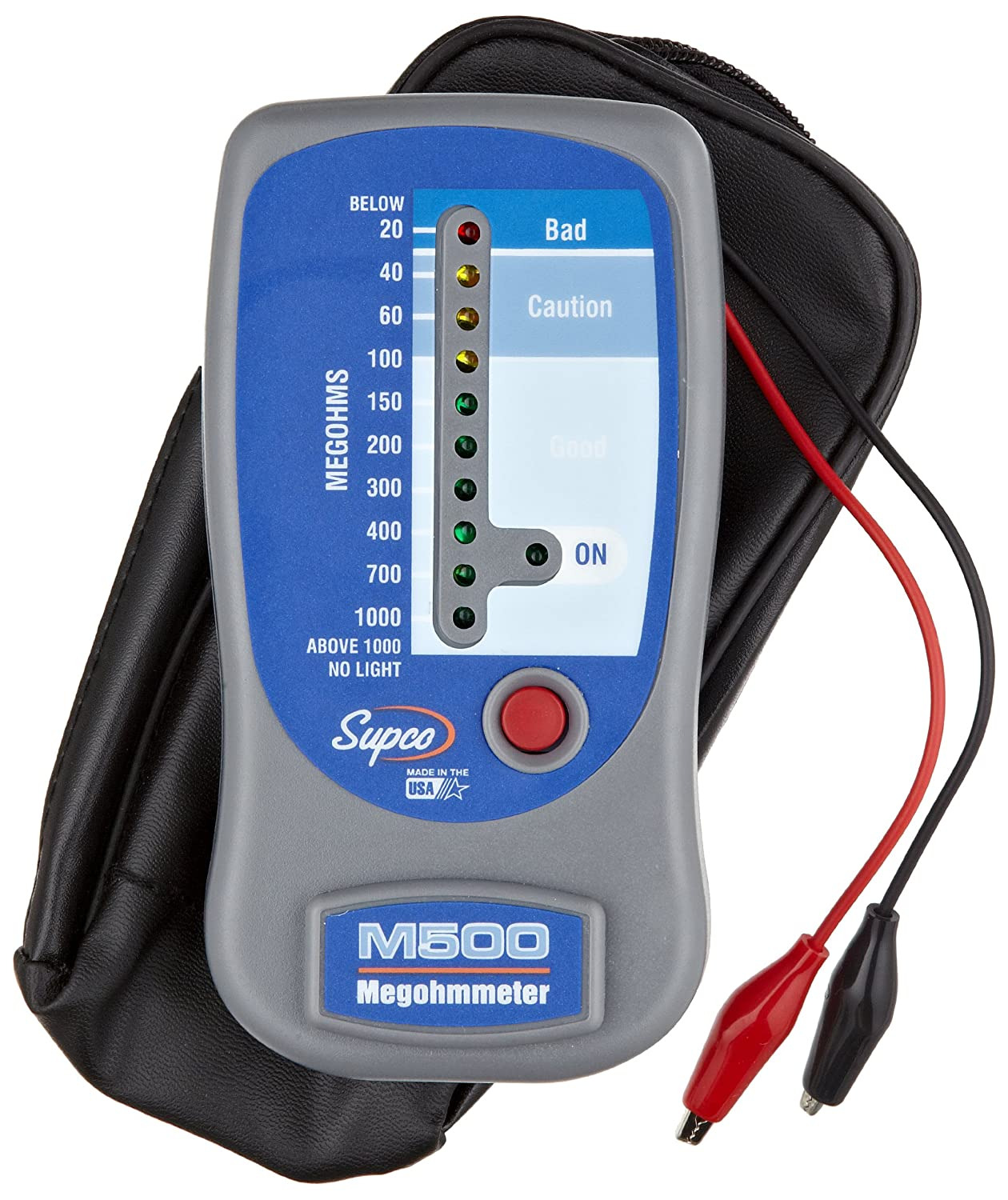 Supco M500 Insulation Tester/Electronic Megohmmeter with Soft Carrying Case