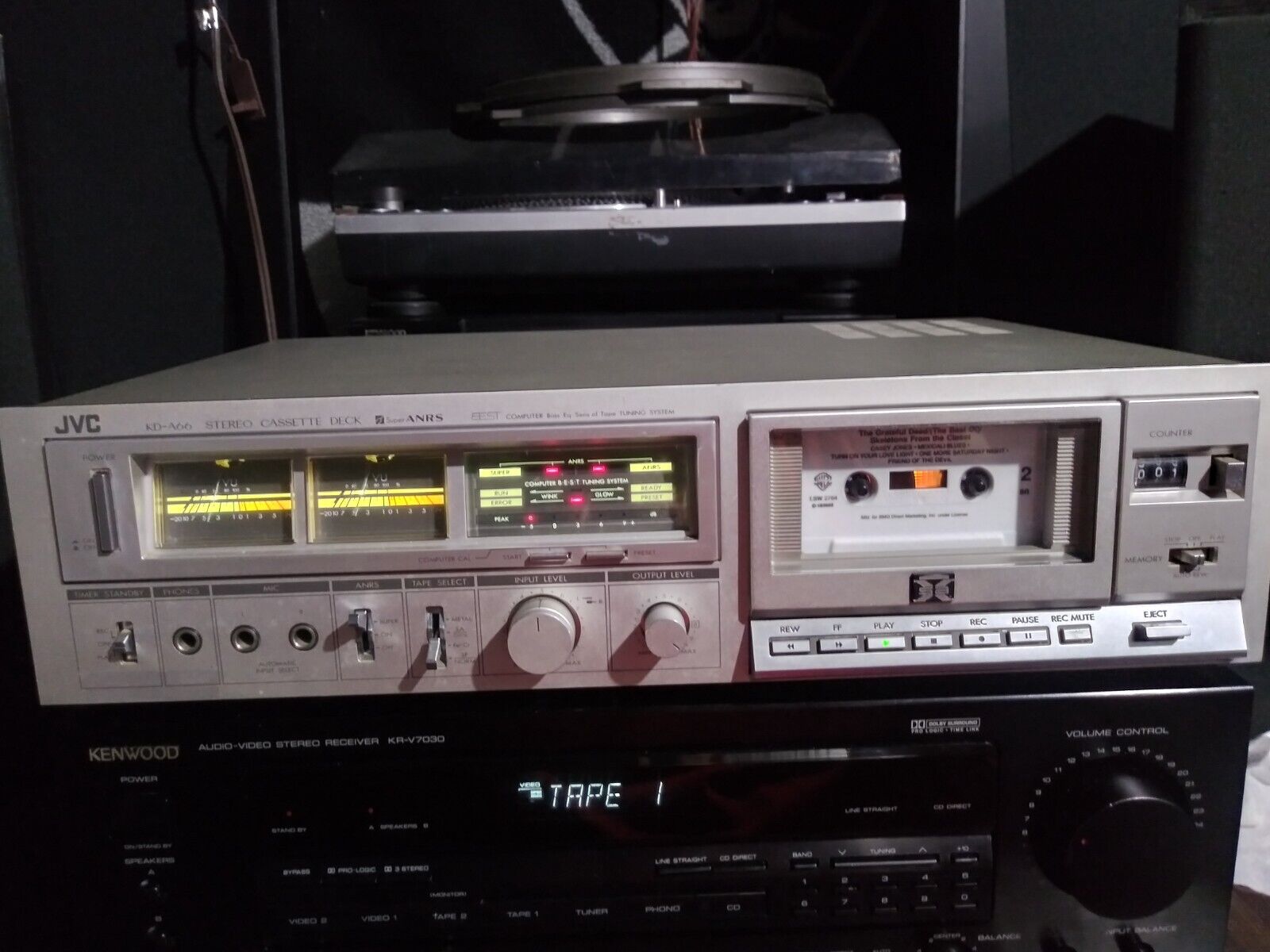 Tested & Working Vintage Silver JVC KD-A66J Single Cassette Deck LIGHTS & METERS