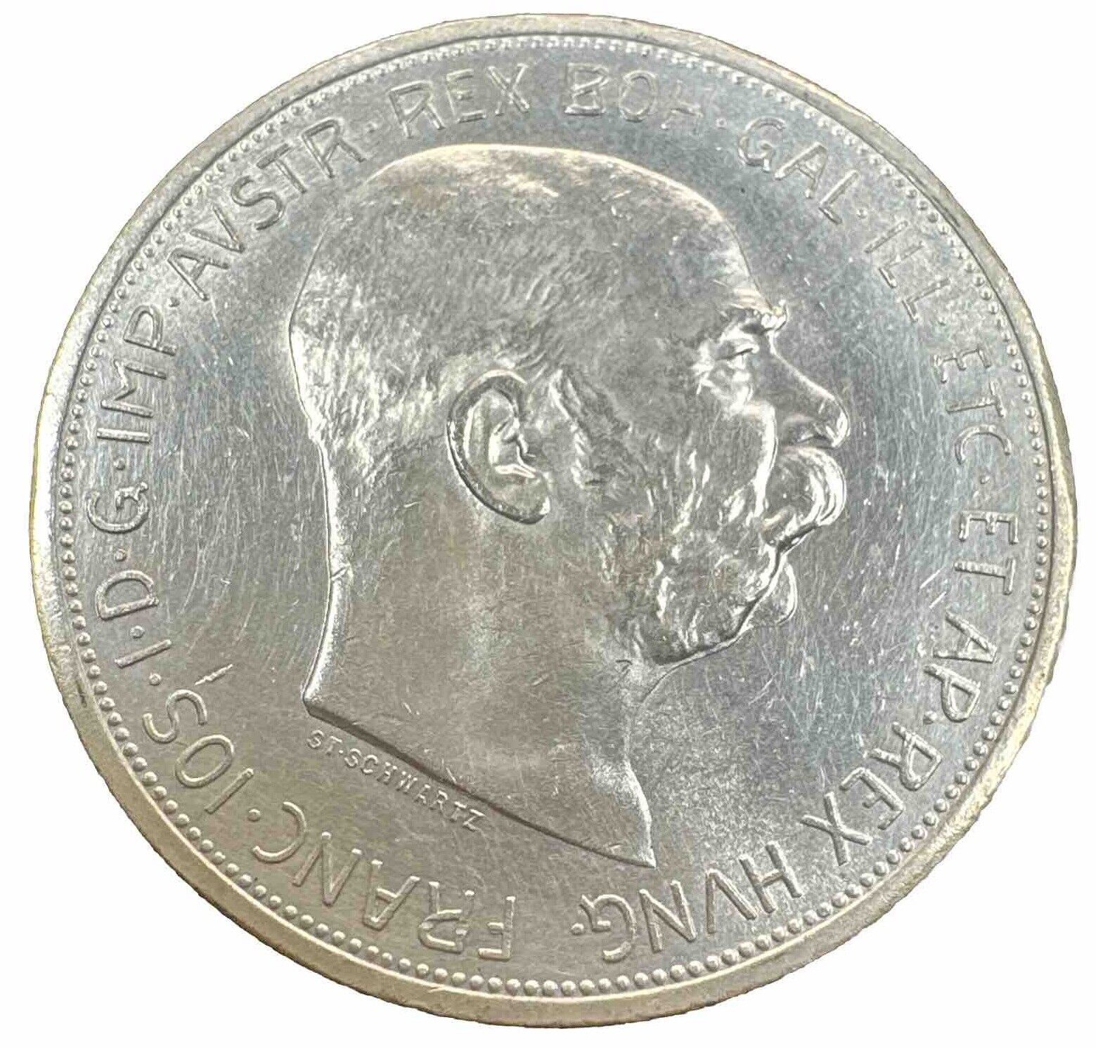 AUSTRIA, Franz Joseph I, 5 Corona 1909, aUNC/UNC