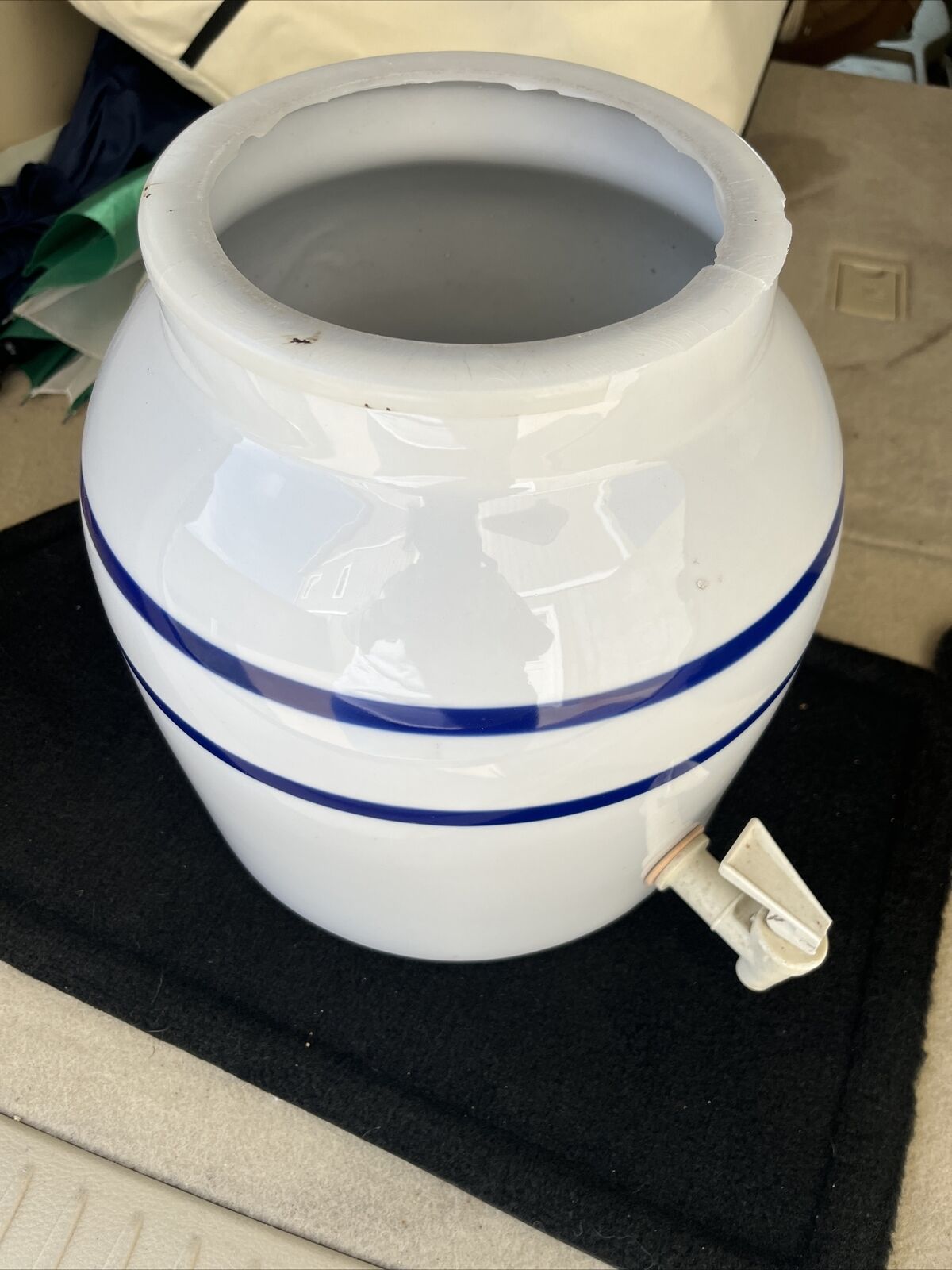 Porcelain Crock Ceramic Water Dispenser, Lid Not Included.