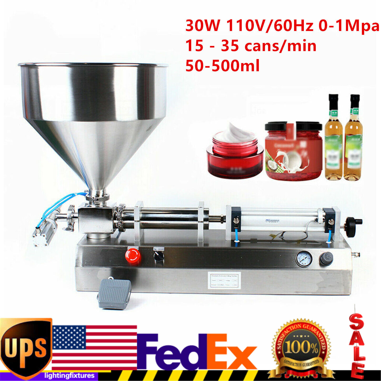 50-500ml 30W Semi-Automatic Filling Machine Single Head Paste Cream Sauce Filler