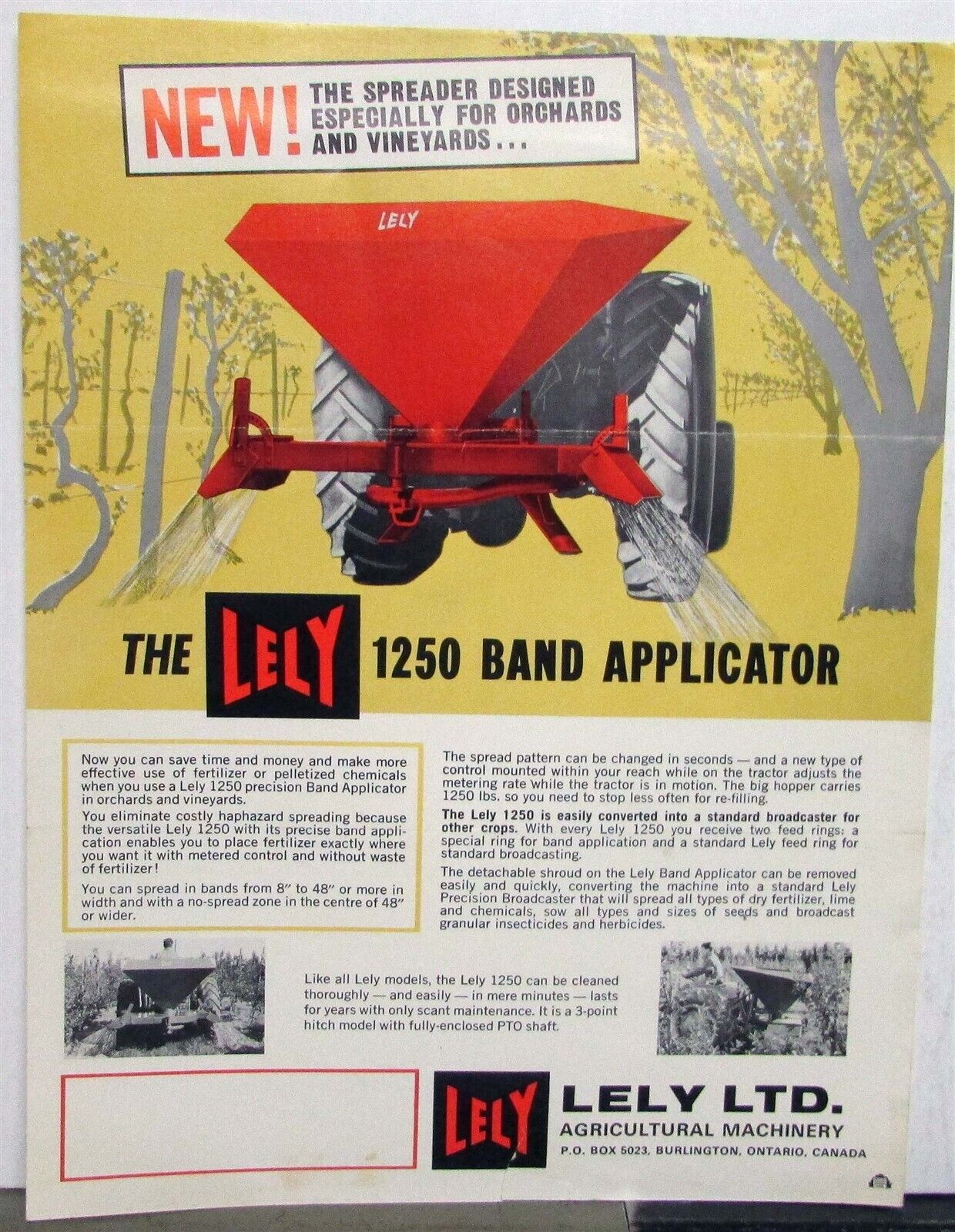 1950s Lely 1250 Band Applicator Specs Agricultural Data Sheet