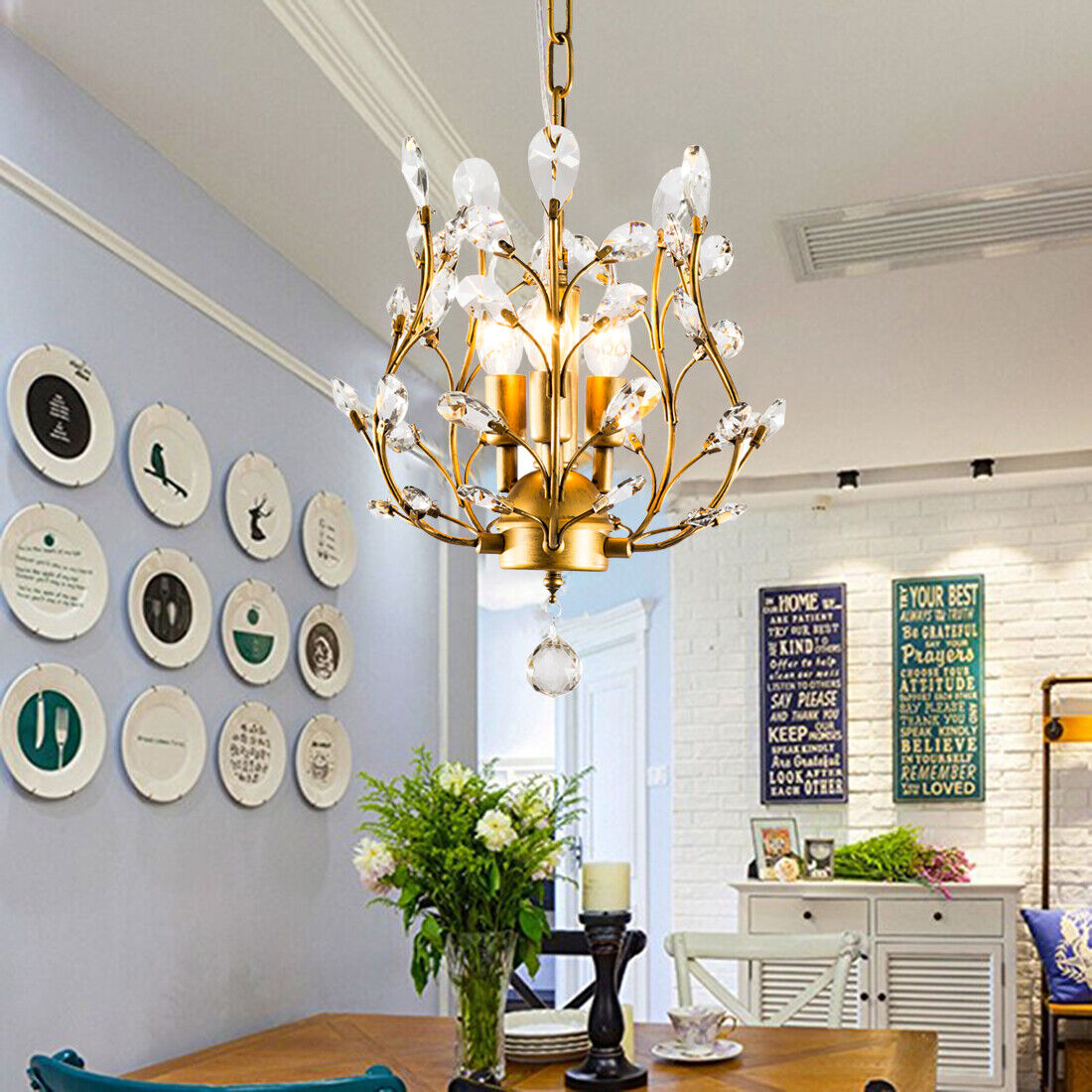 Vintage Chandeliers K9 Crystal Ceiling Light Fixtures Pendant Lamp Living Room