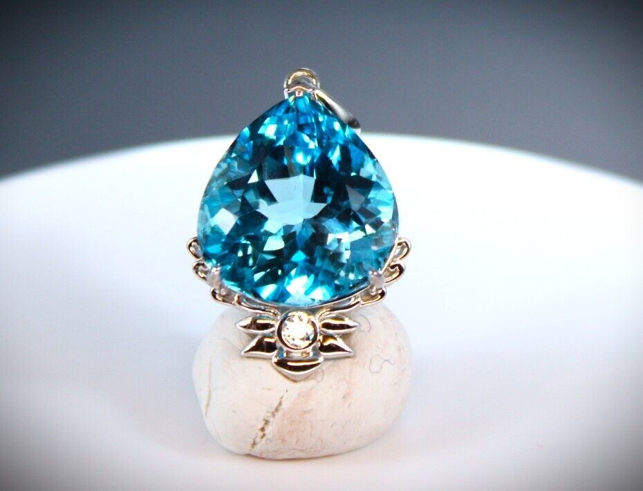 Swiss Blue Topaz Pendant Sterling Silver Perfect Gift