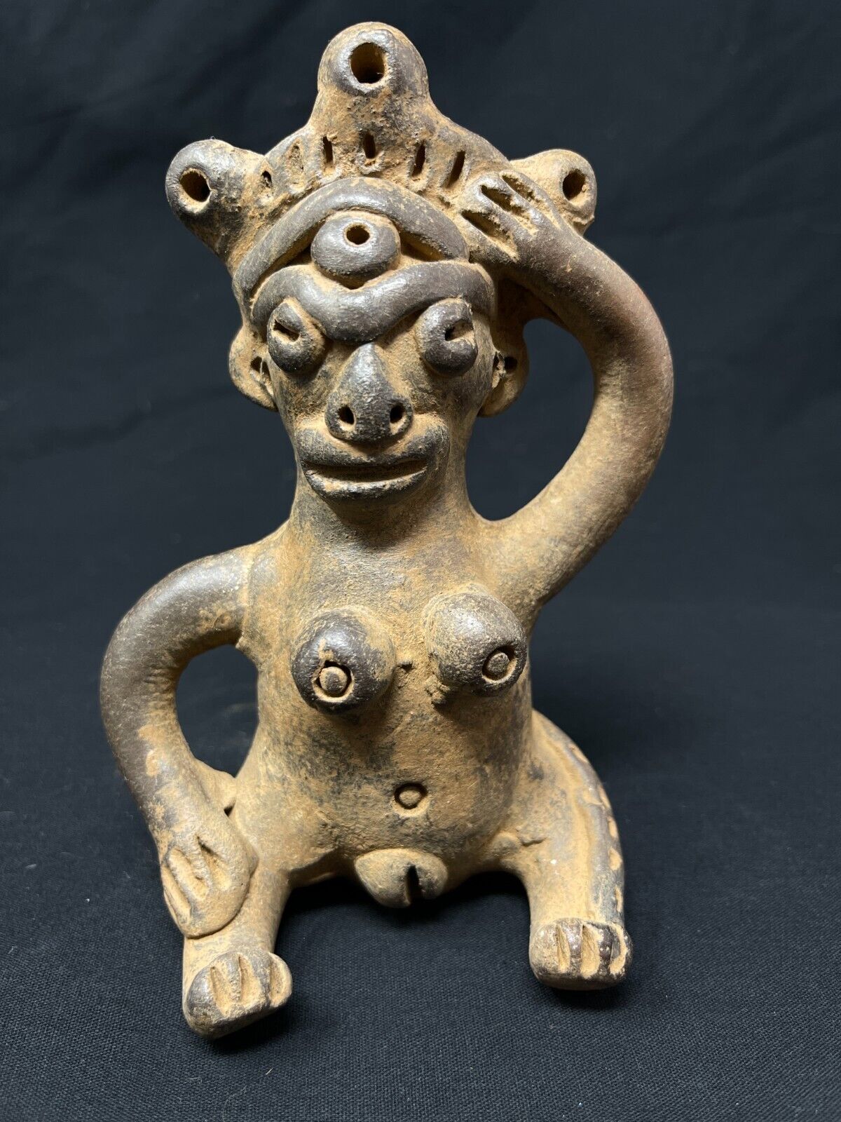 REPRO Pre Columbian Olmec Fertility Sitting Female Pottery Figure Statue 