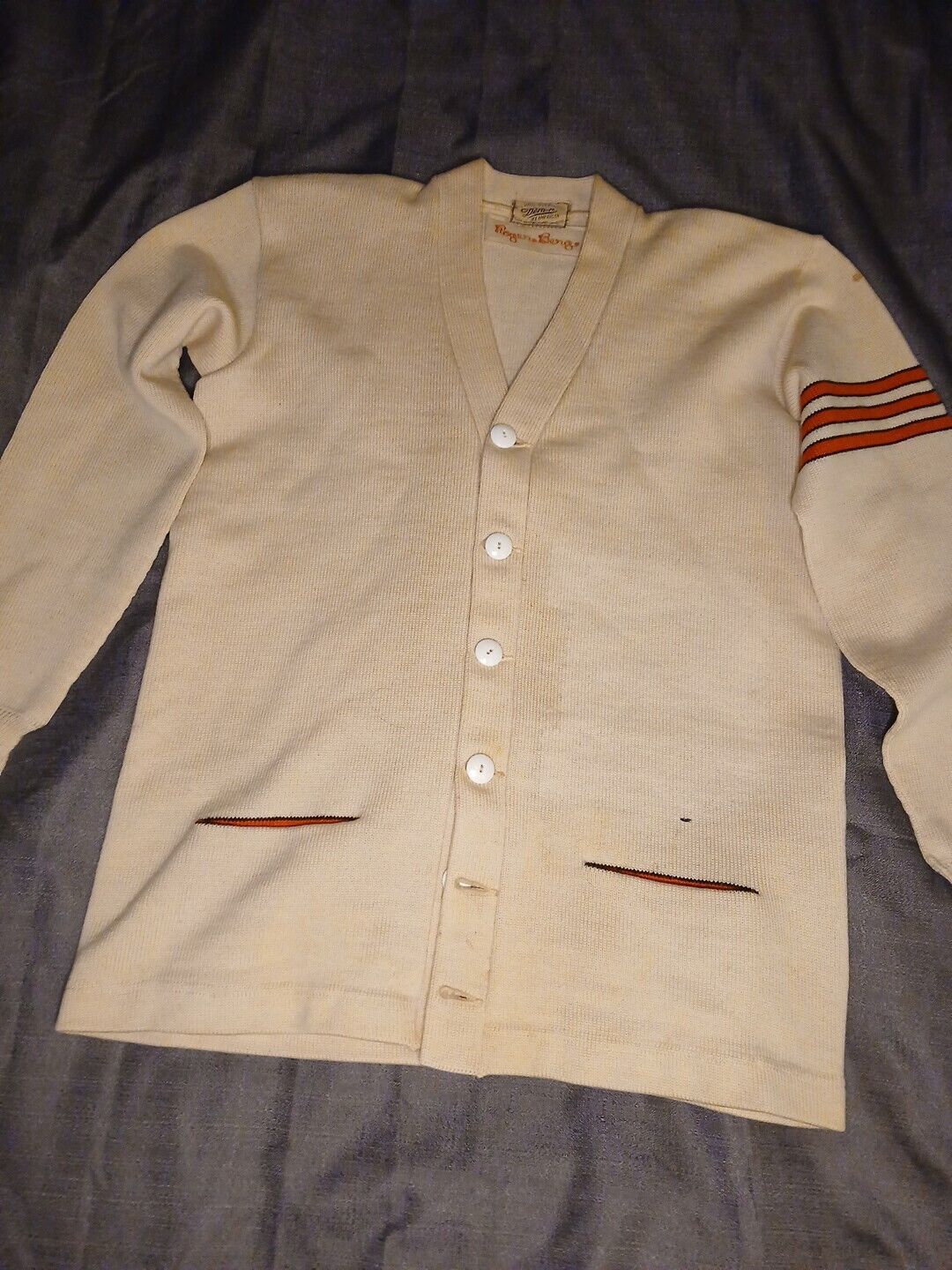 Vintage Dehen Varsity Jacket, Letterman Wool Cardigan, 60s USA Made, Mens Medium