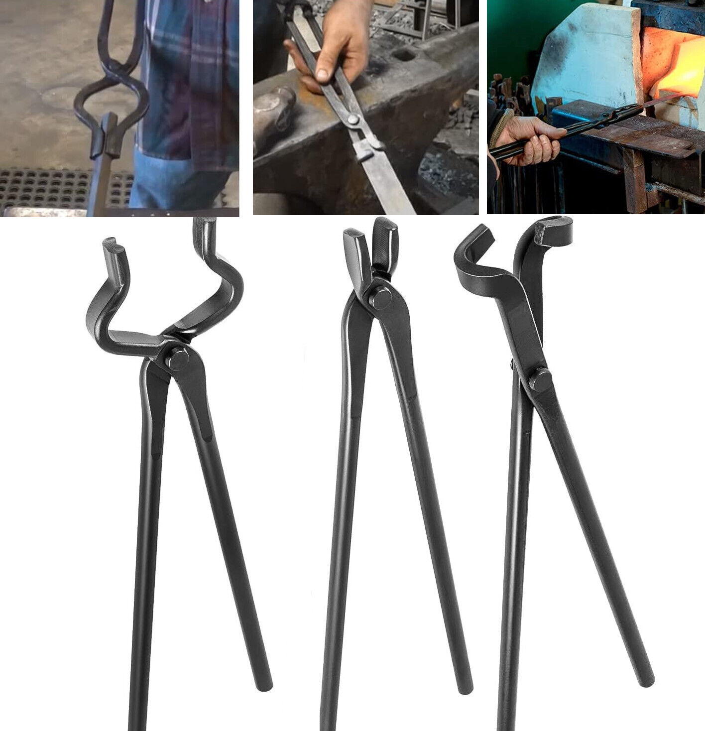 Knife Making Tongs Set Tools Blacksmith Bladesmith Tong Vise Anvil Forge 3 PCS