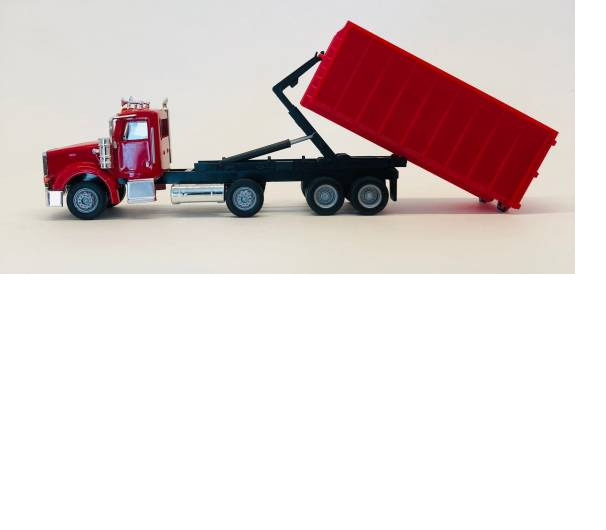 Peterbilt 367 Roll-Off Dump w RED Dump Box Promotex 1/87 HO Scale 6605