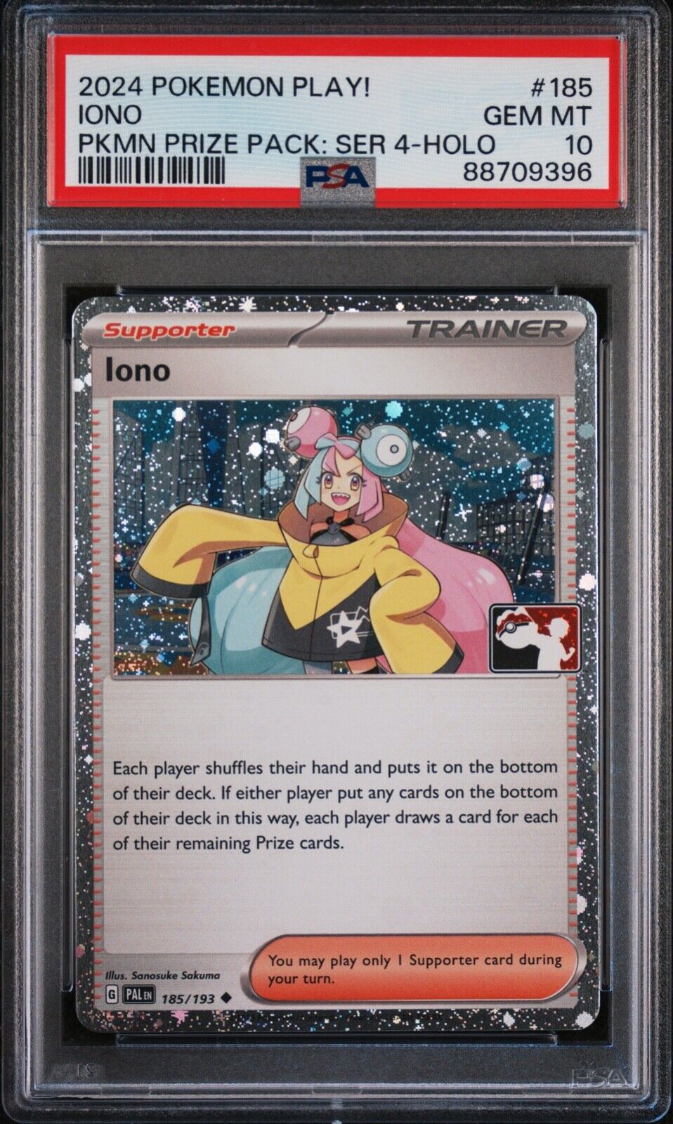 Iono PSA 10 - Cosmos Holo Paldea Evolved Prize Pack Pokemon Graded Card LOW POP