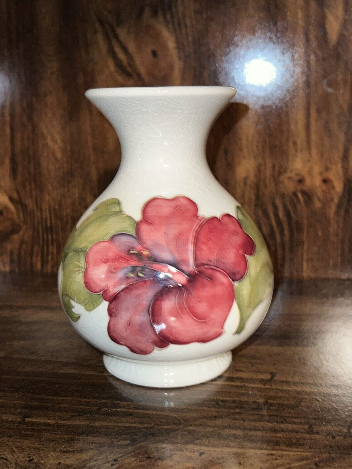W Moorcroft Hibiscus Vase Approx 5” Tall