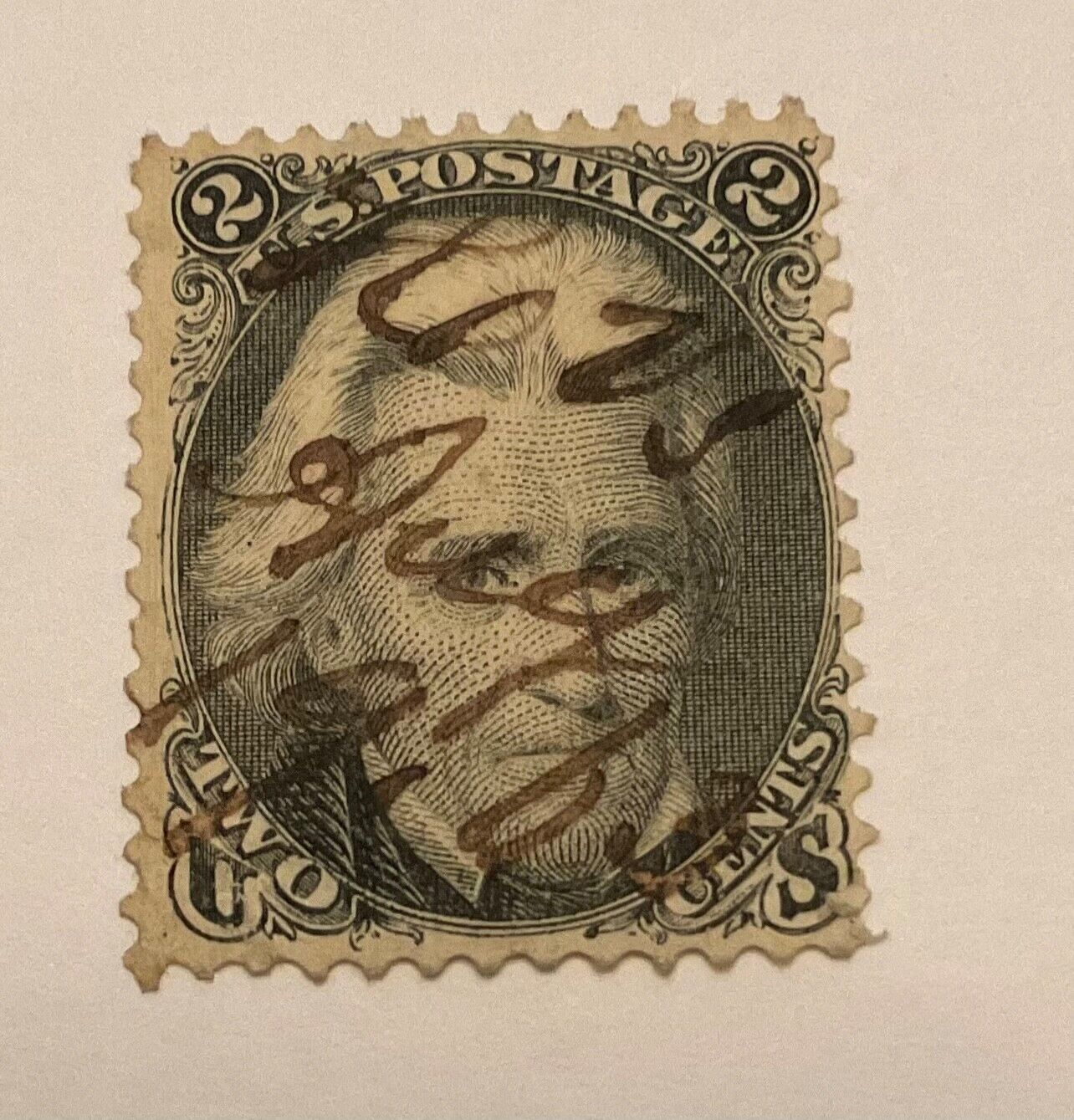 1861-62 US Stamp #73 Jackson Black Jack 2c Two Cents Used VF Centering hand canc