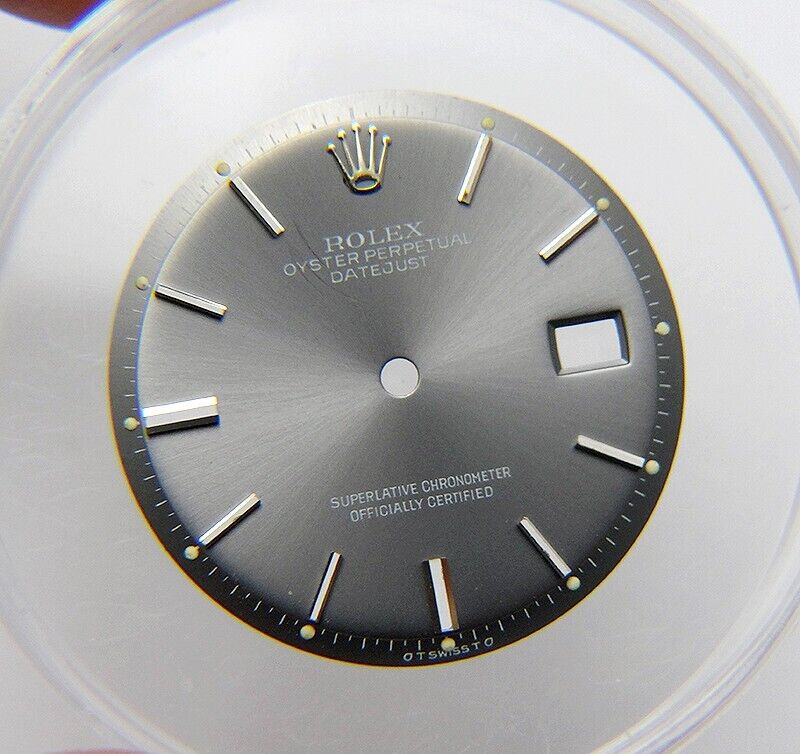 Rare Genuine Rolex Datejust 36mm 1600 1601 1603 Pie Pan Gray Silver Sigma Dial