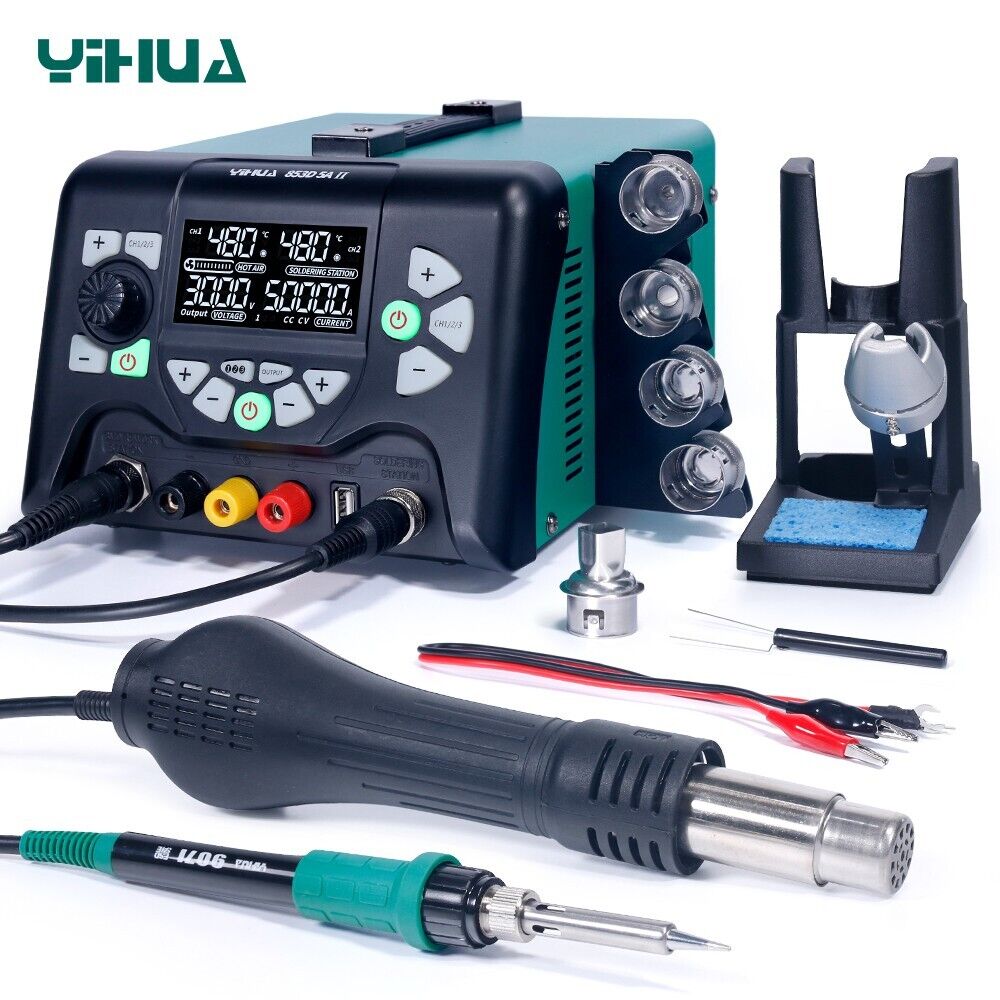 YIHUA 853D 5A II DC Power Supply With 970W Hot Air Soldering Station 3 in 1