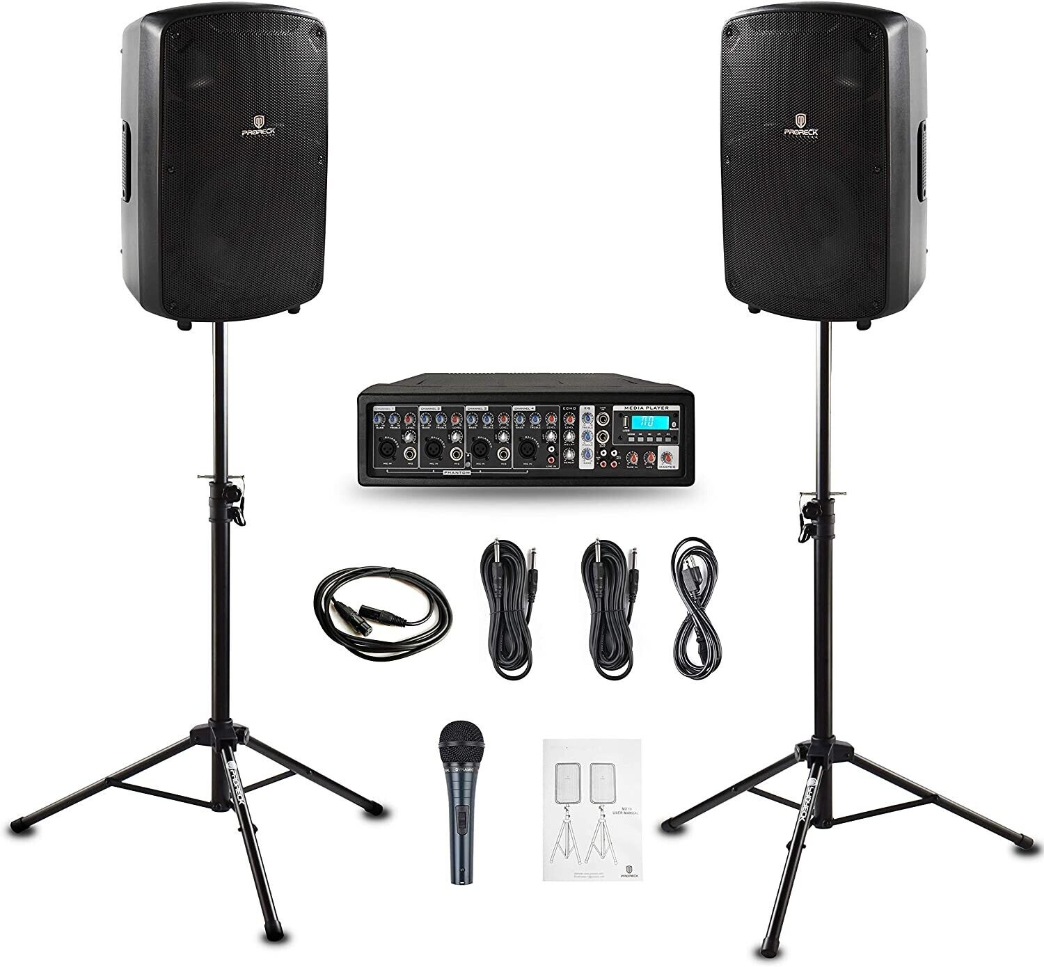 PRORECK MX 10 PA Speakers System 1600W 10\'\' Bluetooth Powered Mixer Portable