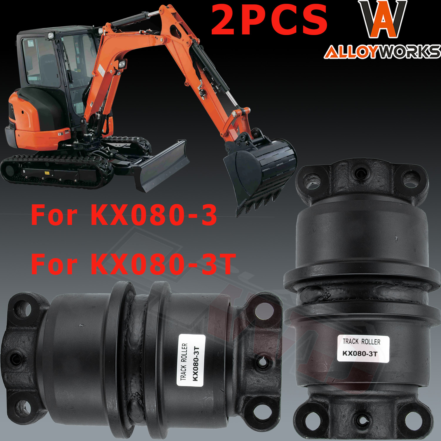 2PCS Bottom Roller Undercarriage For Kubota Model KX080-3 KX080-3T Excavator