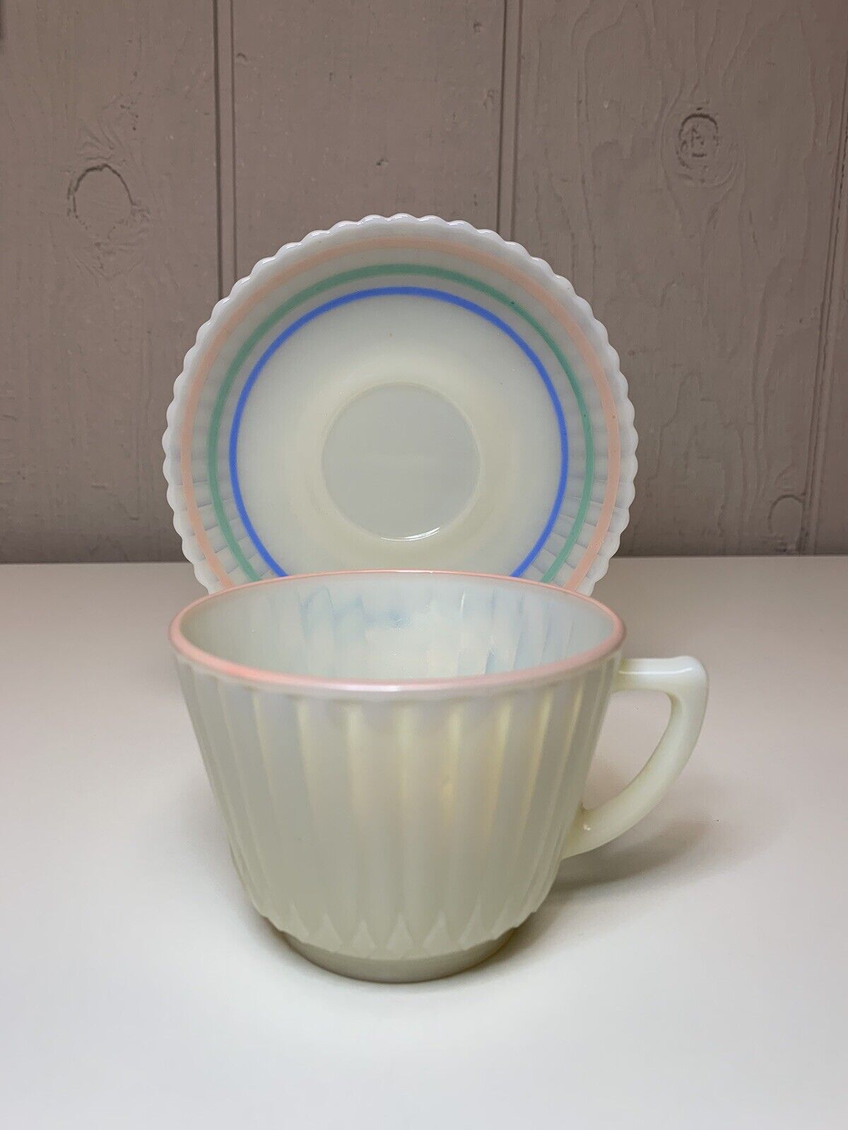 Vintage MacBeth-Evans Banded Pastel Petalware Cup & Saucer