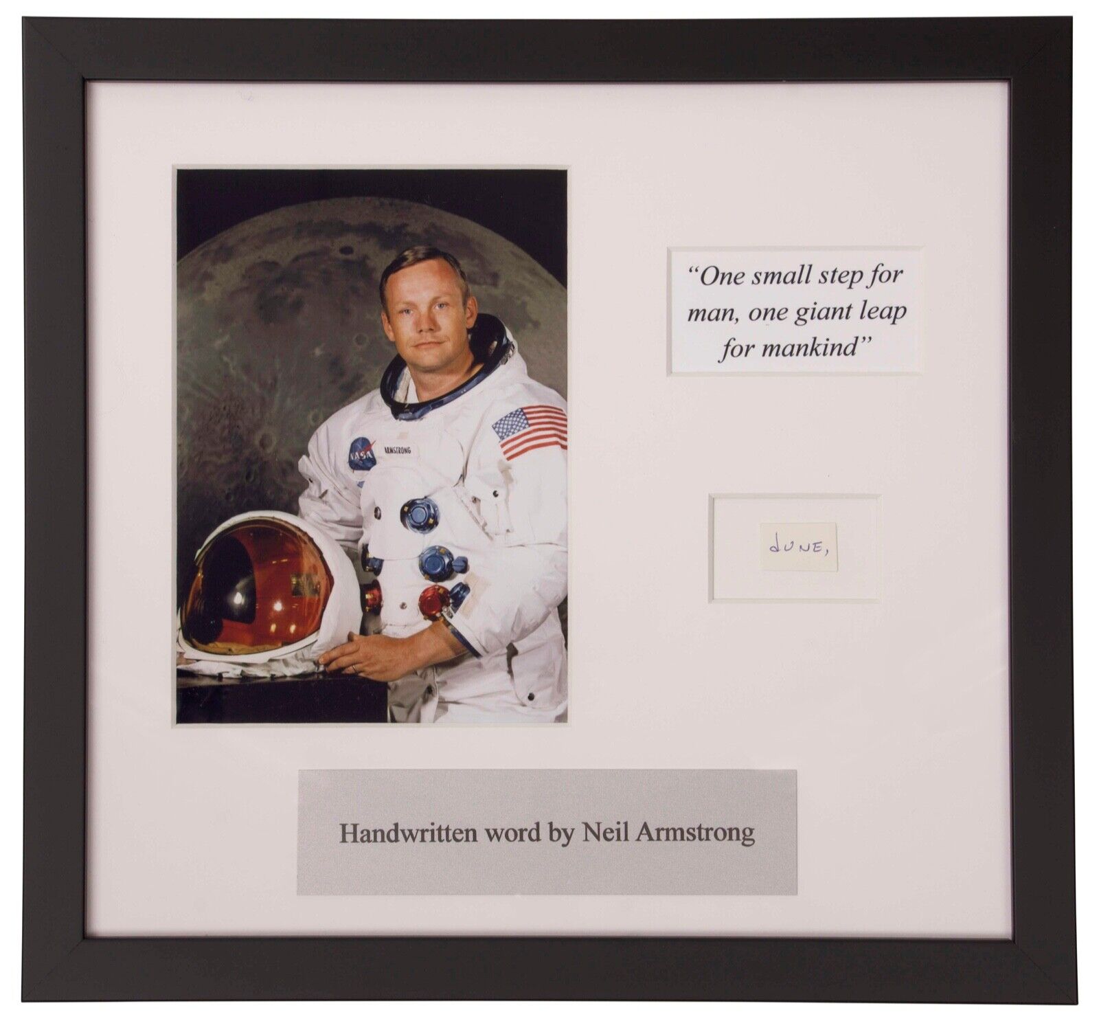Framed Neil Armstrong Signed Space Photograph and Written Word Display - JSA