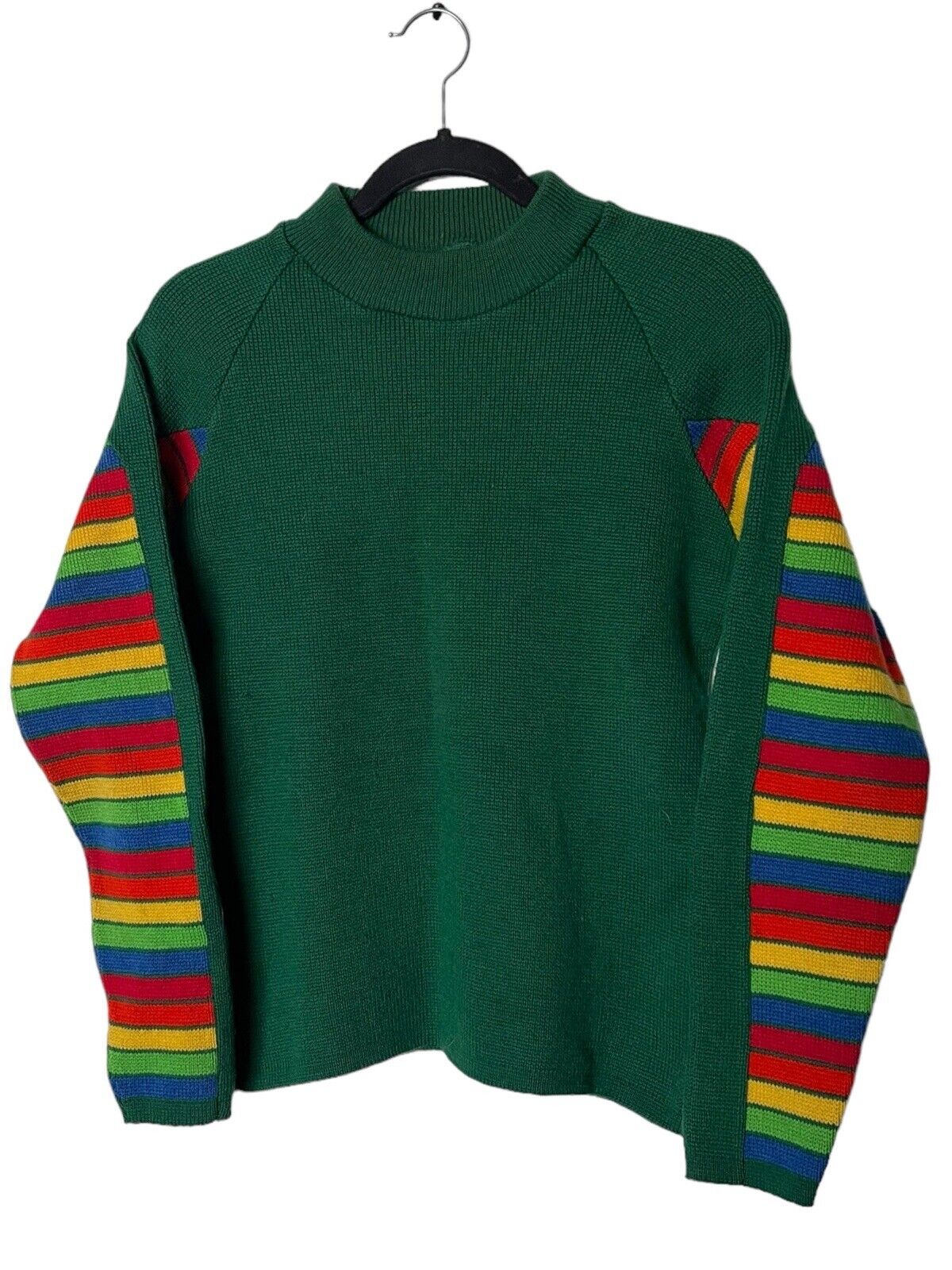 Ski Country Colorado Knitting Mills 100% Wool Ski Sweater Sz Sm Vintage Rainbow
