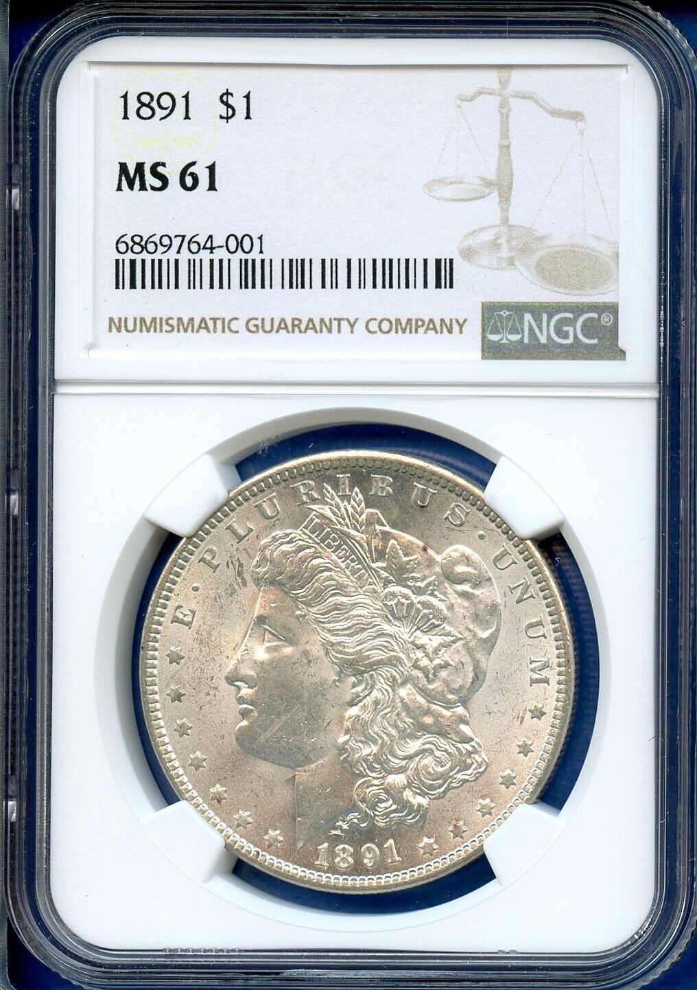 1891 P NGC MS61 Morgan Silver Dollar $1 US Mint Rare Key Date Coin 1891-P MS-61 