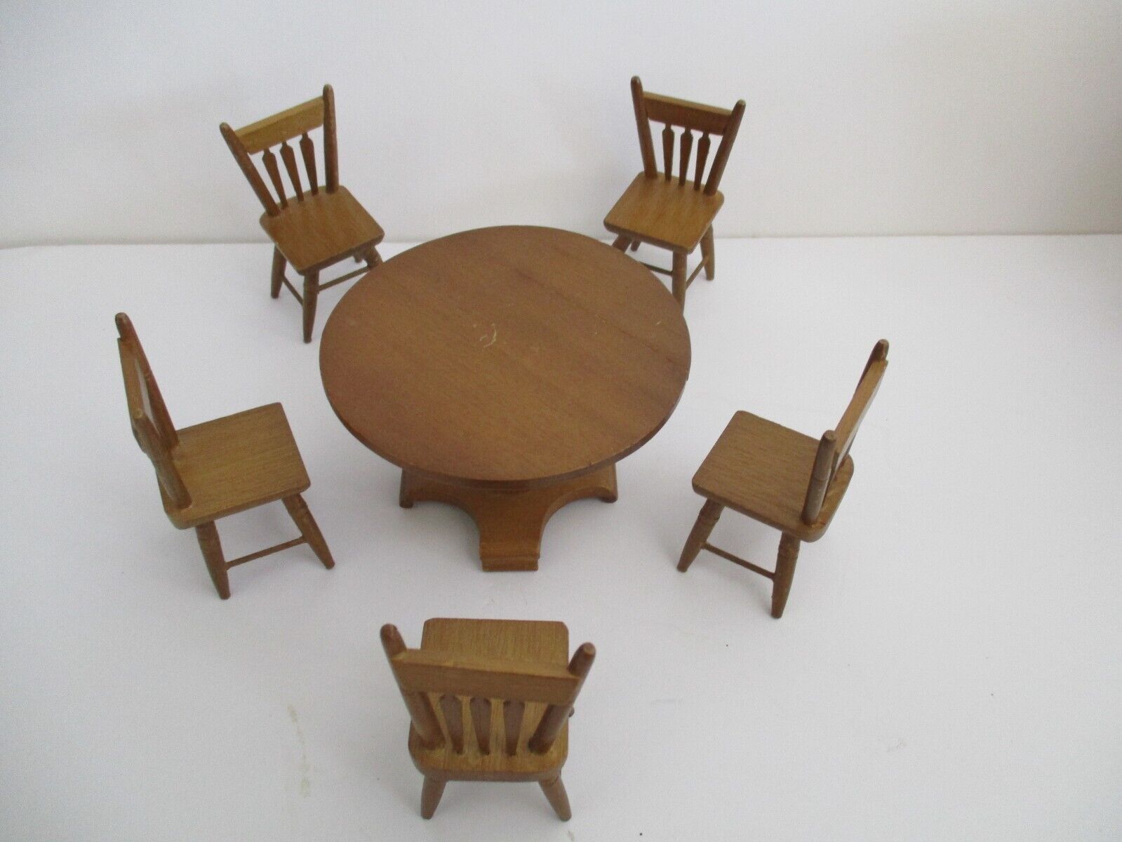 Vintage Shackman Dollhouse Wood Wooden Kitchen  Or Dinning Room Table & Chairs