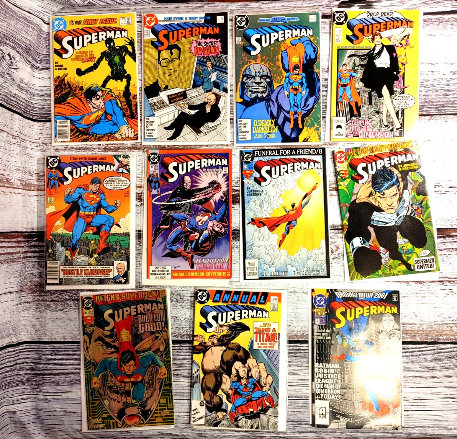 Superman Lot of 11 Comics. #'s 1-3,11,31,49,77,81-82 and Annuals #1,3. 1987-1993